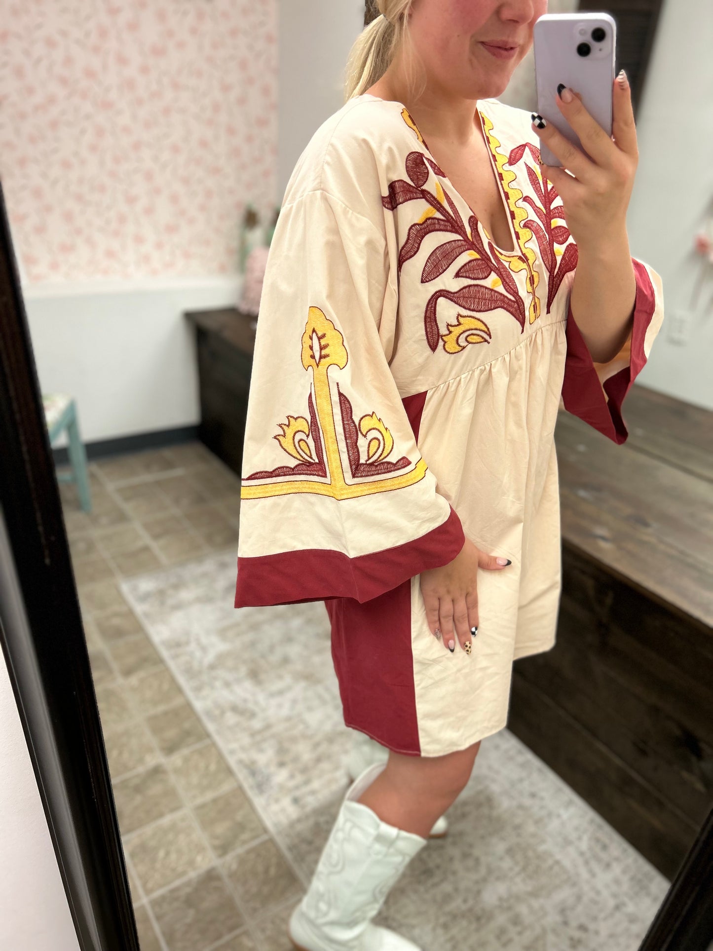 Autumn Embers Embroidered Dress