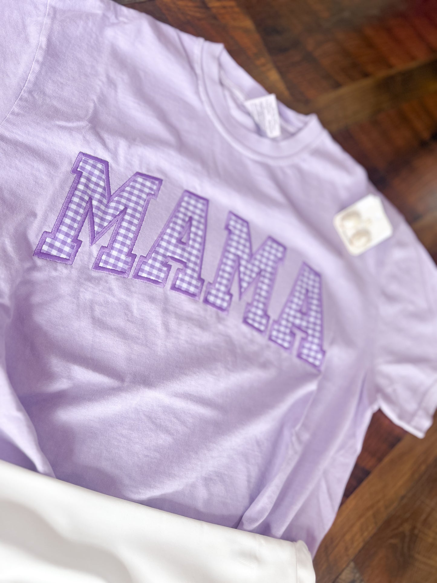 Purple Mama Gingham Appliqué Tee