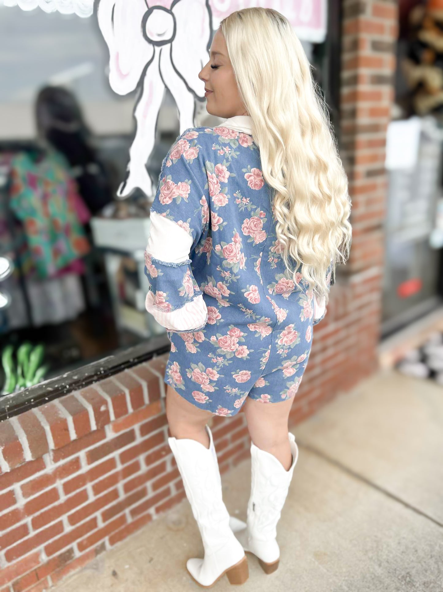 Rosewood Denim Patchwork Romper