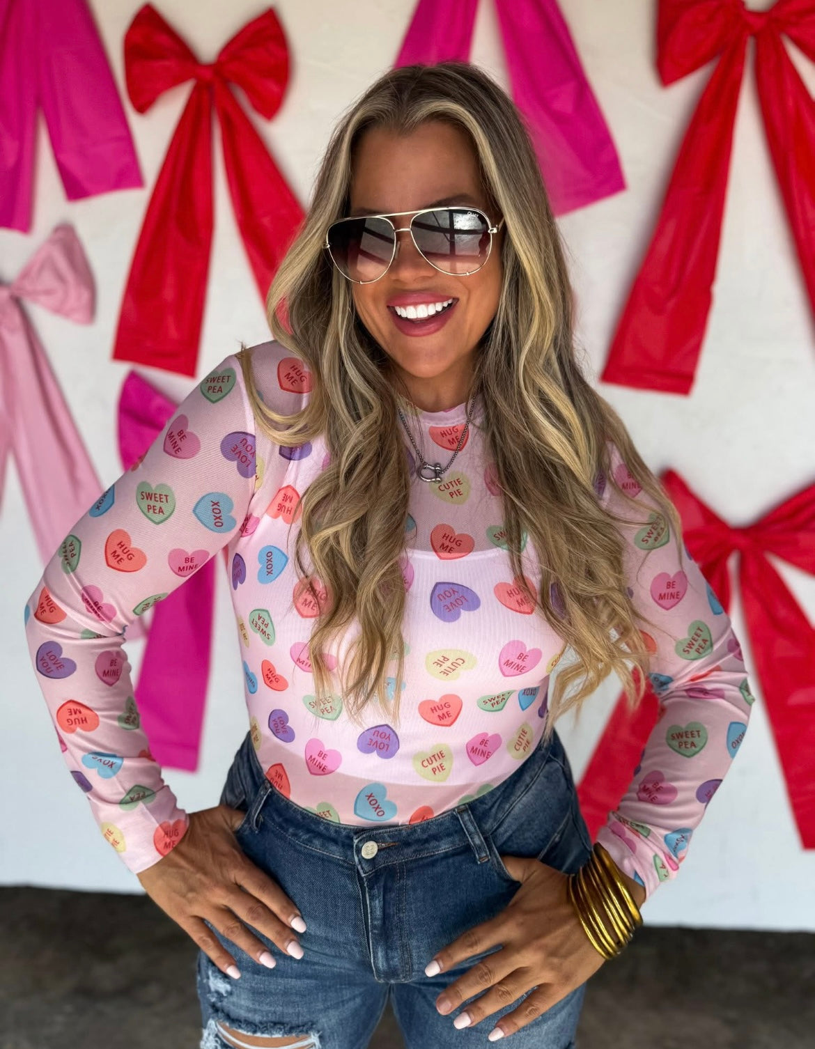 Conversation hearts Mesh Top