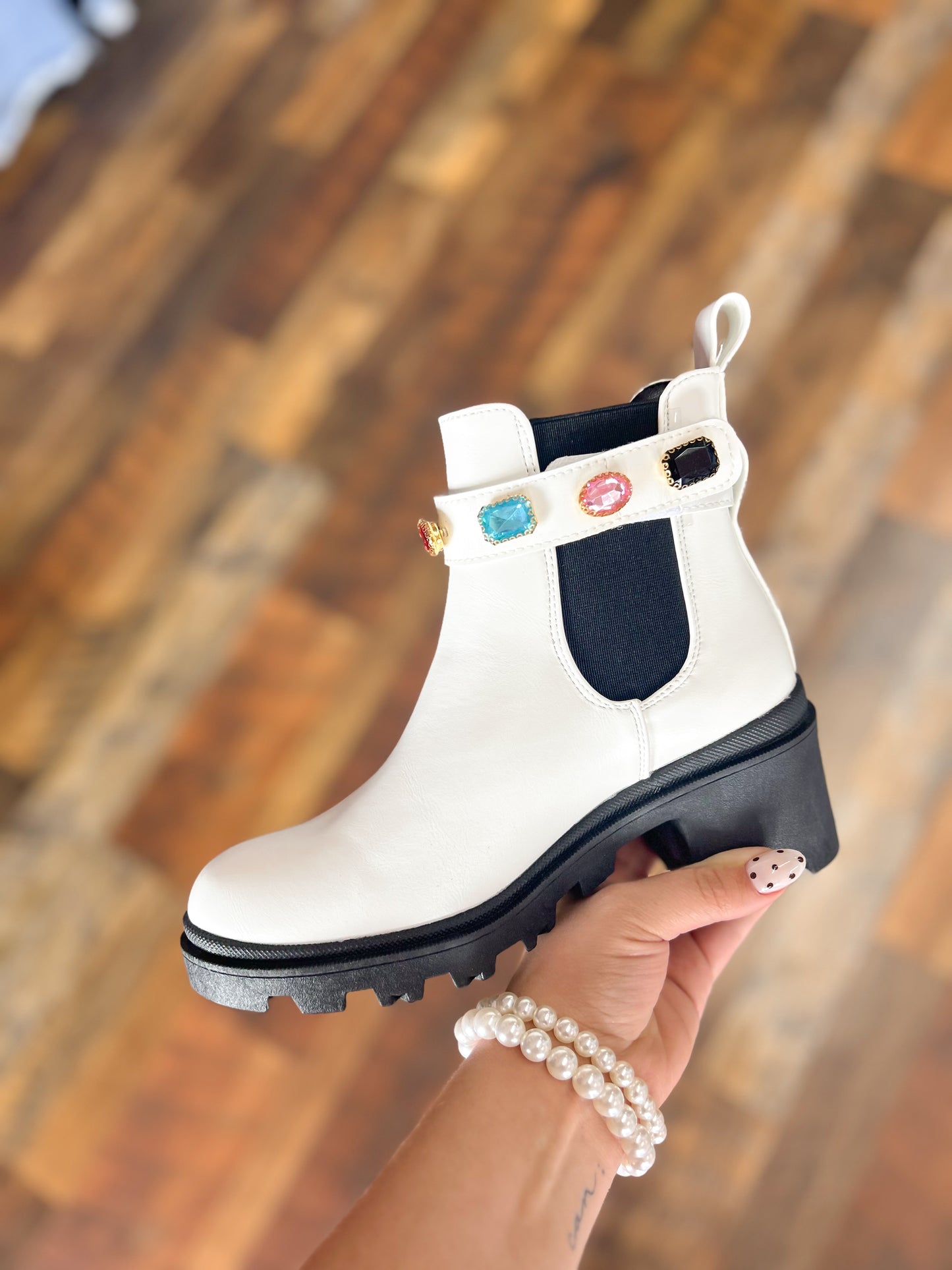 White Jewel Booties