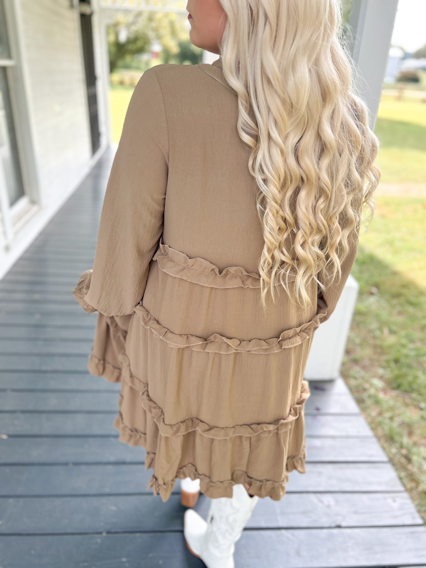 Taupe Ruffle Swing Dress
