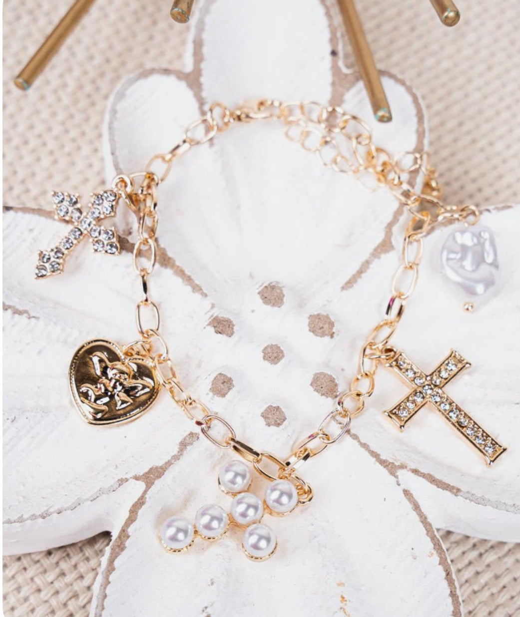 Faith Goldtone Charm Bracelet