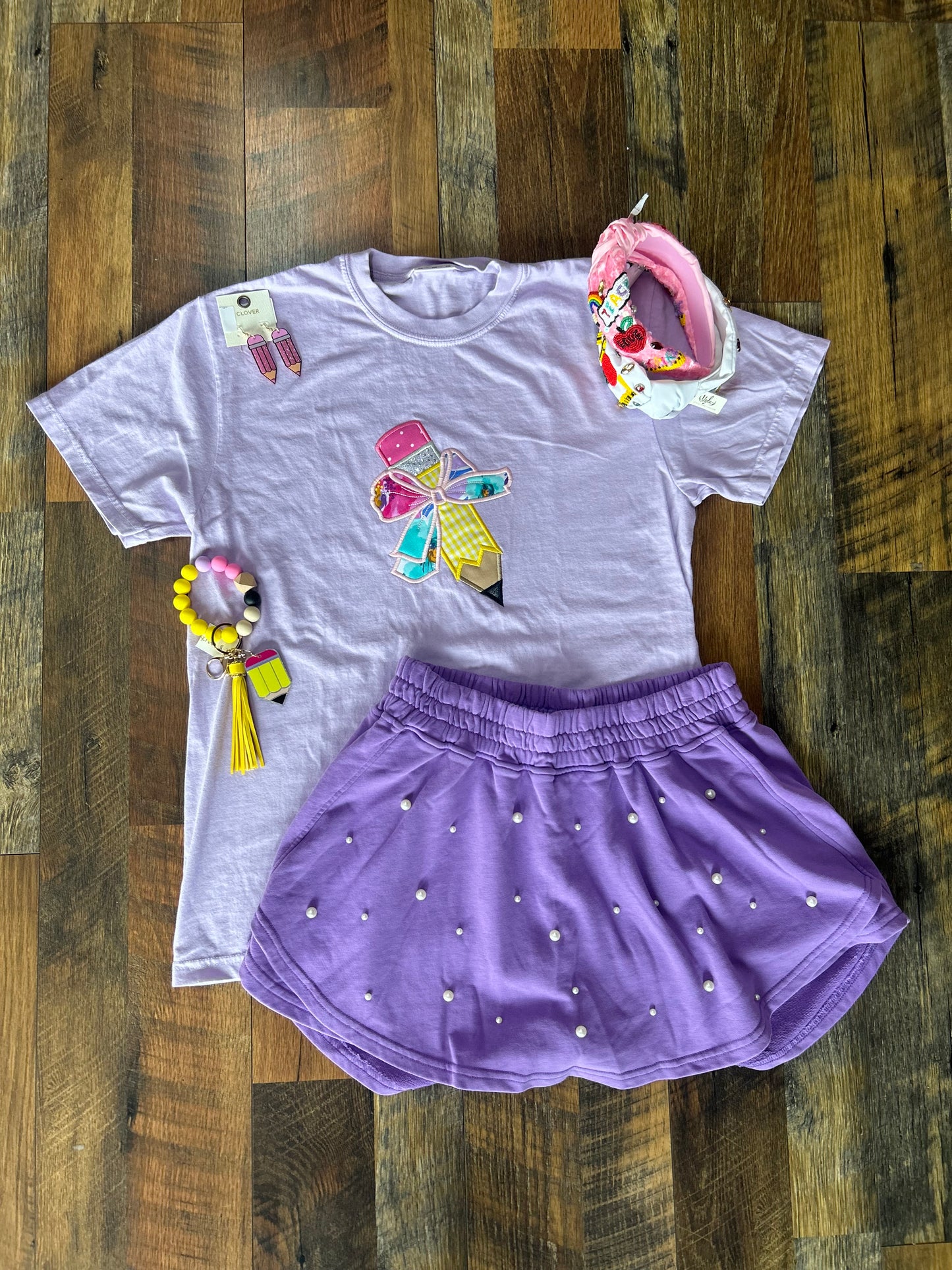 Purple Pencil Applique Tee