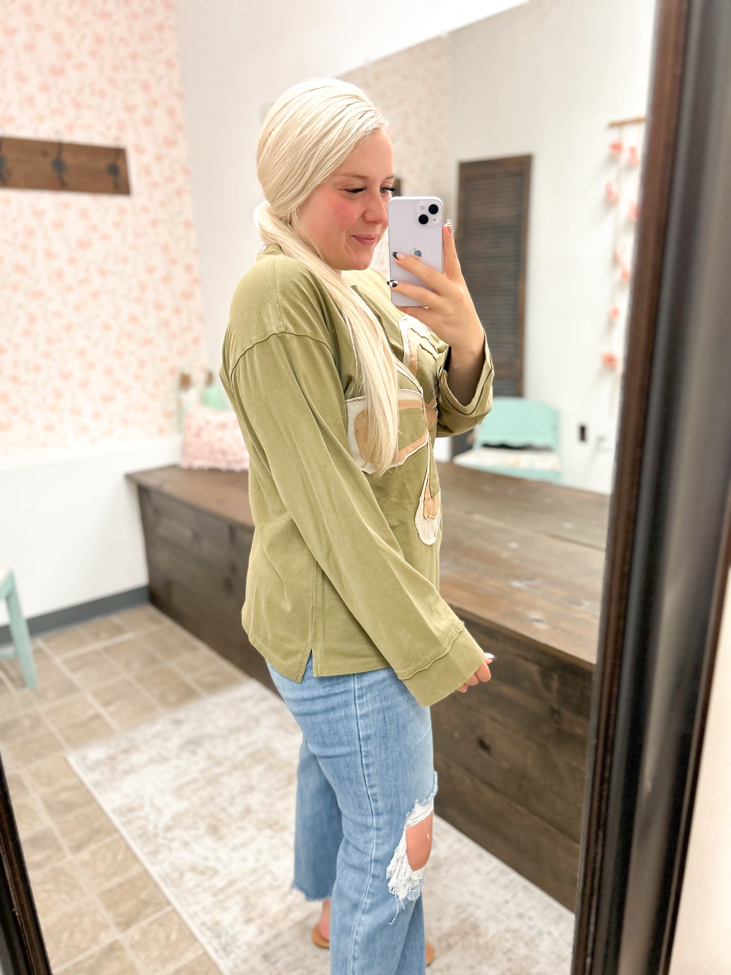 Fern Floral Patchwork Top