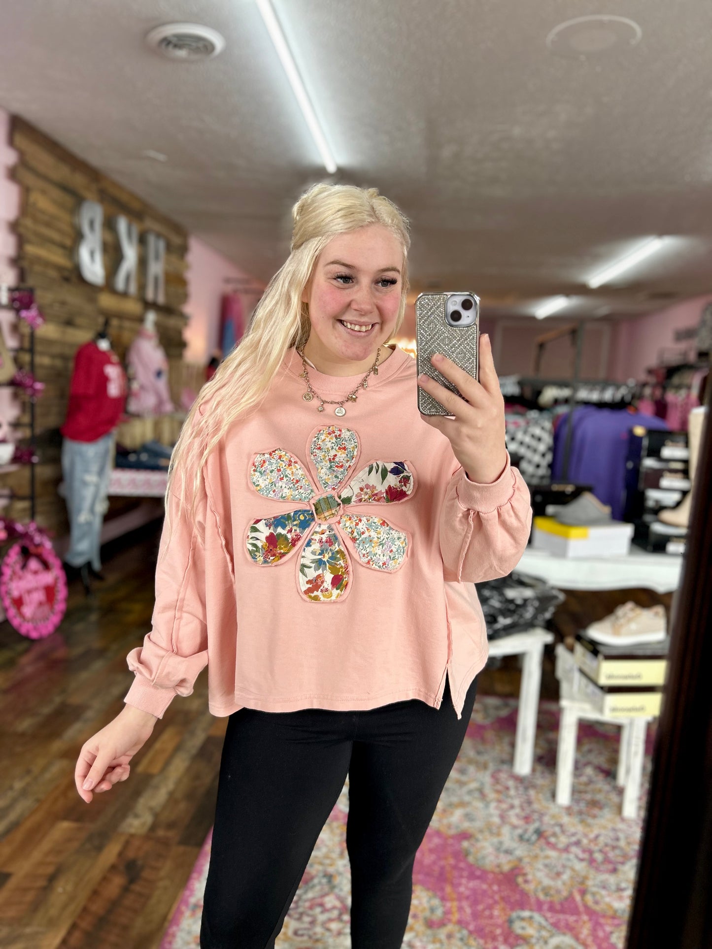 Floral Oversized Applique Crewneck