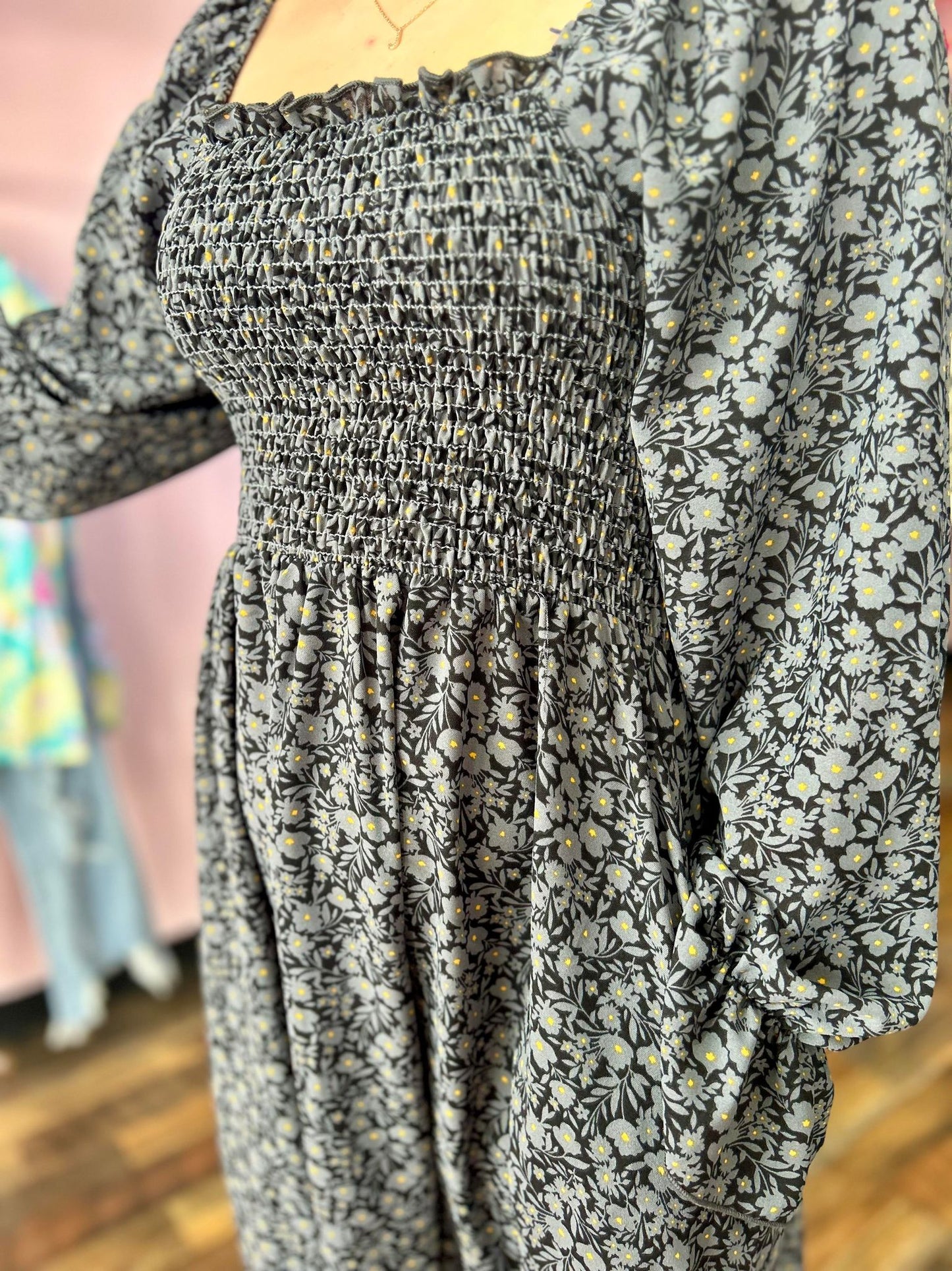 Charcoal Ditzy Floral Swing