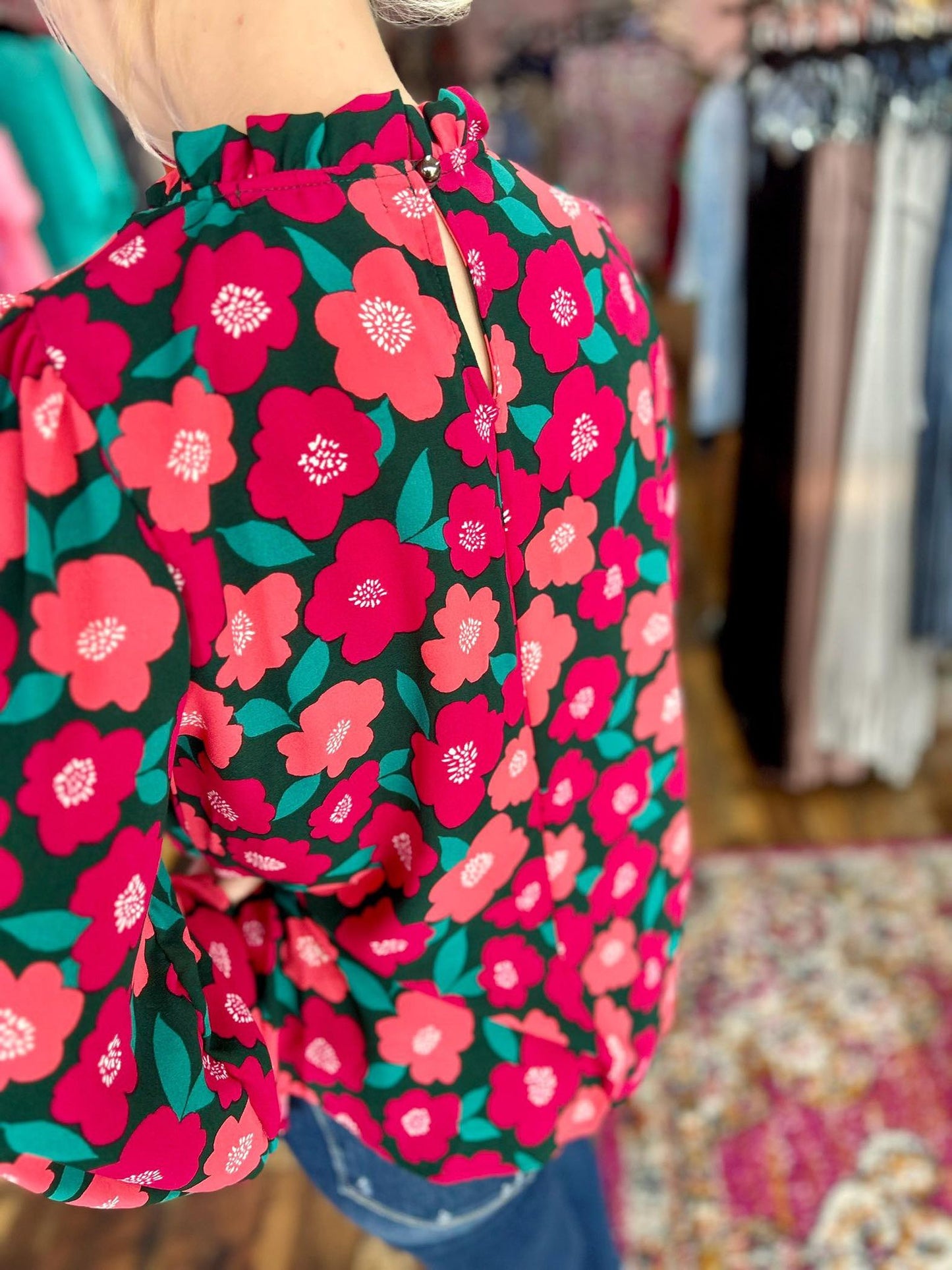 Floral Mockneck Blouse