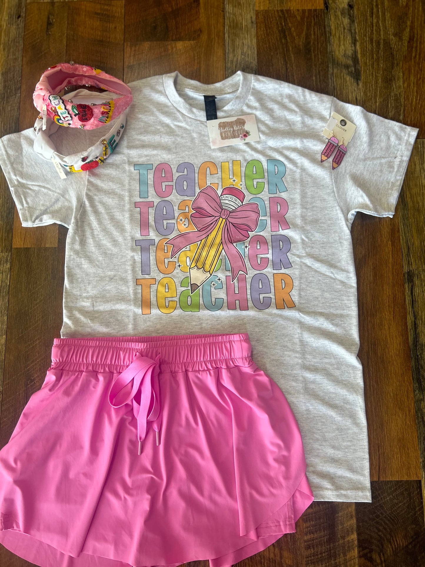 Gray Pencil Teacher Tee