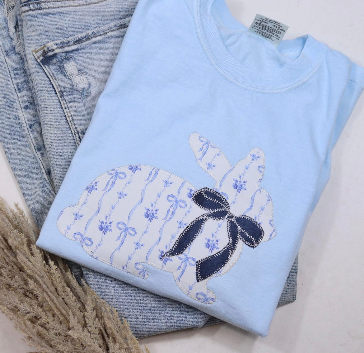Blue Coquette Bunny Coquette appliqué Tee