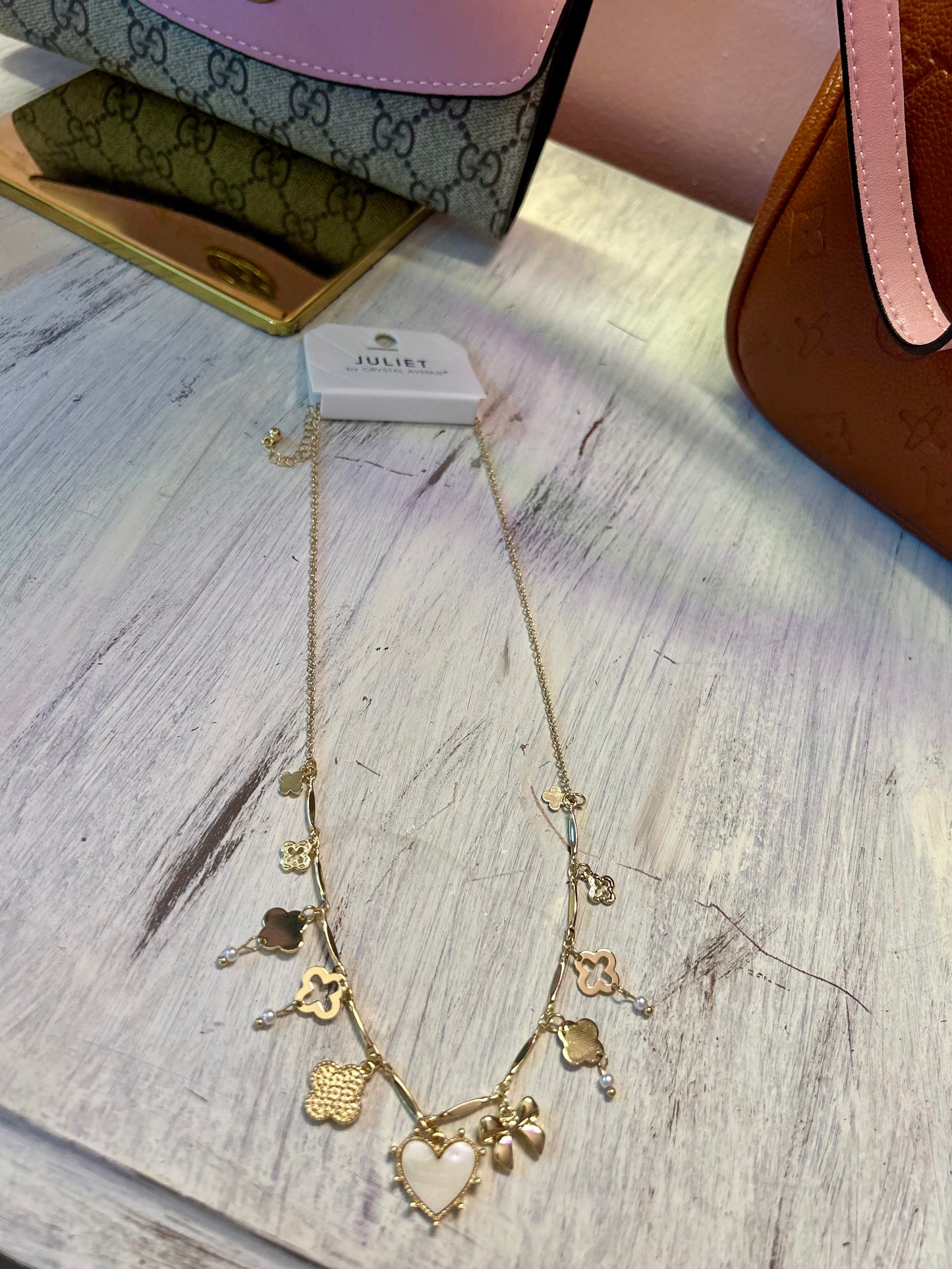 White Florence Charm Necklace