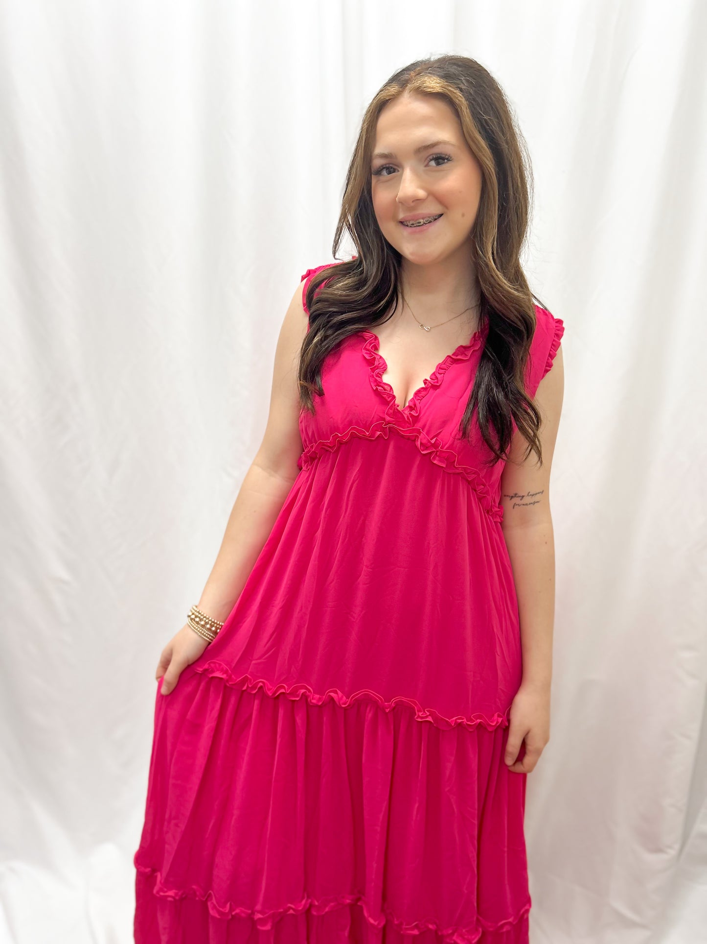 Fuchsia Chiffon Maxi Dress