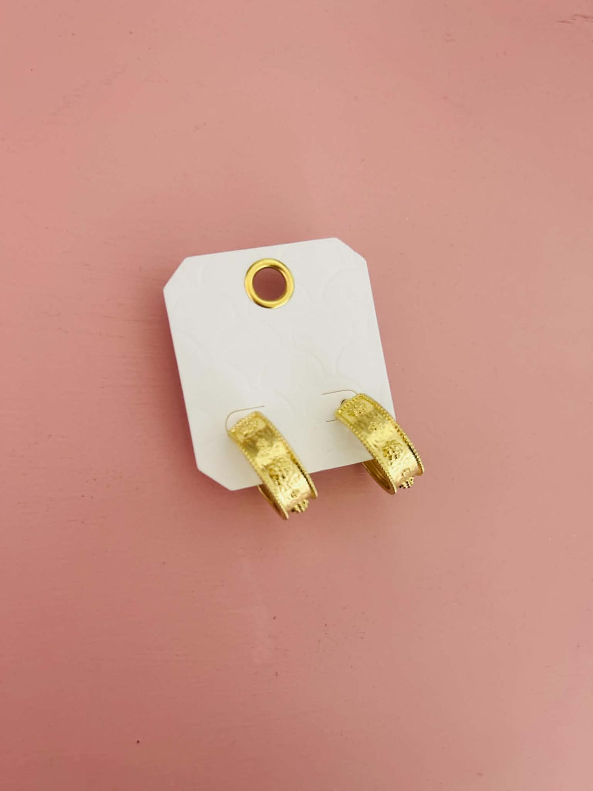 Gold Embossed Hoops