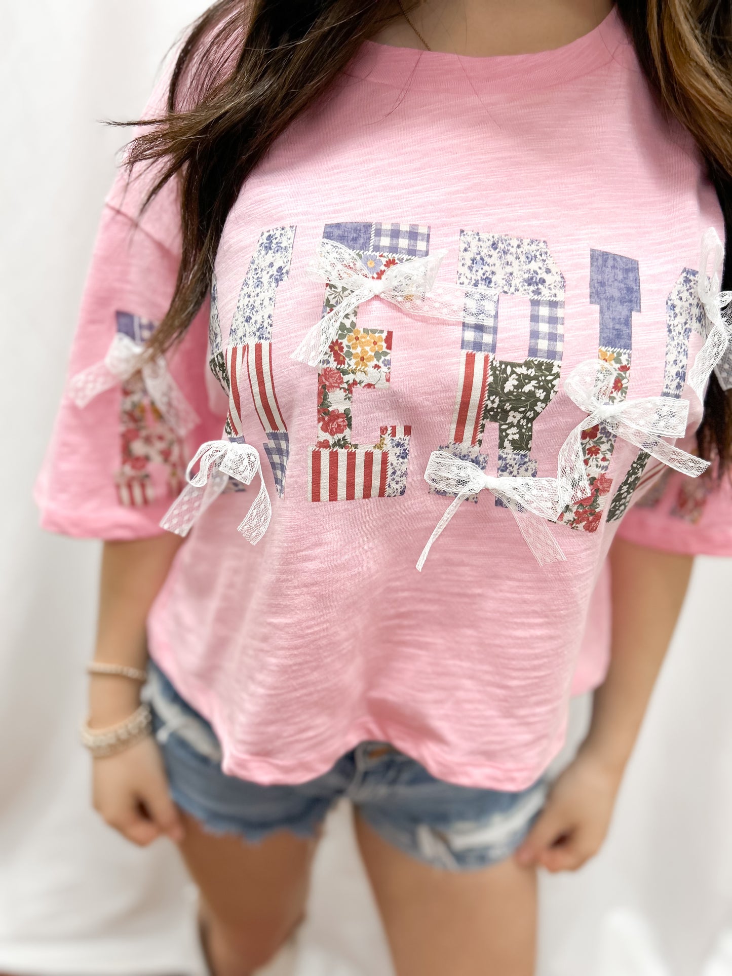 Pink American Patchwork Top
