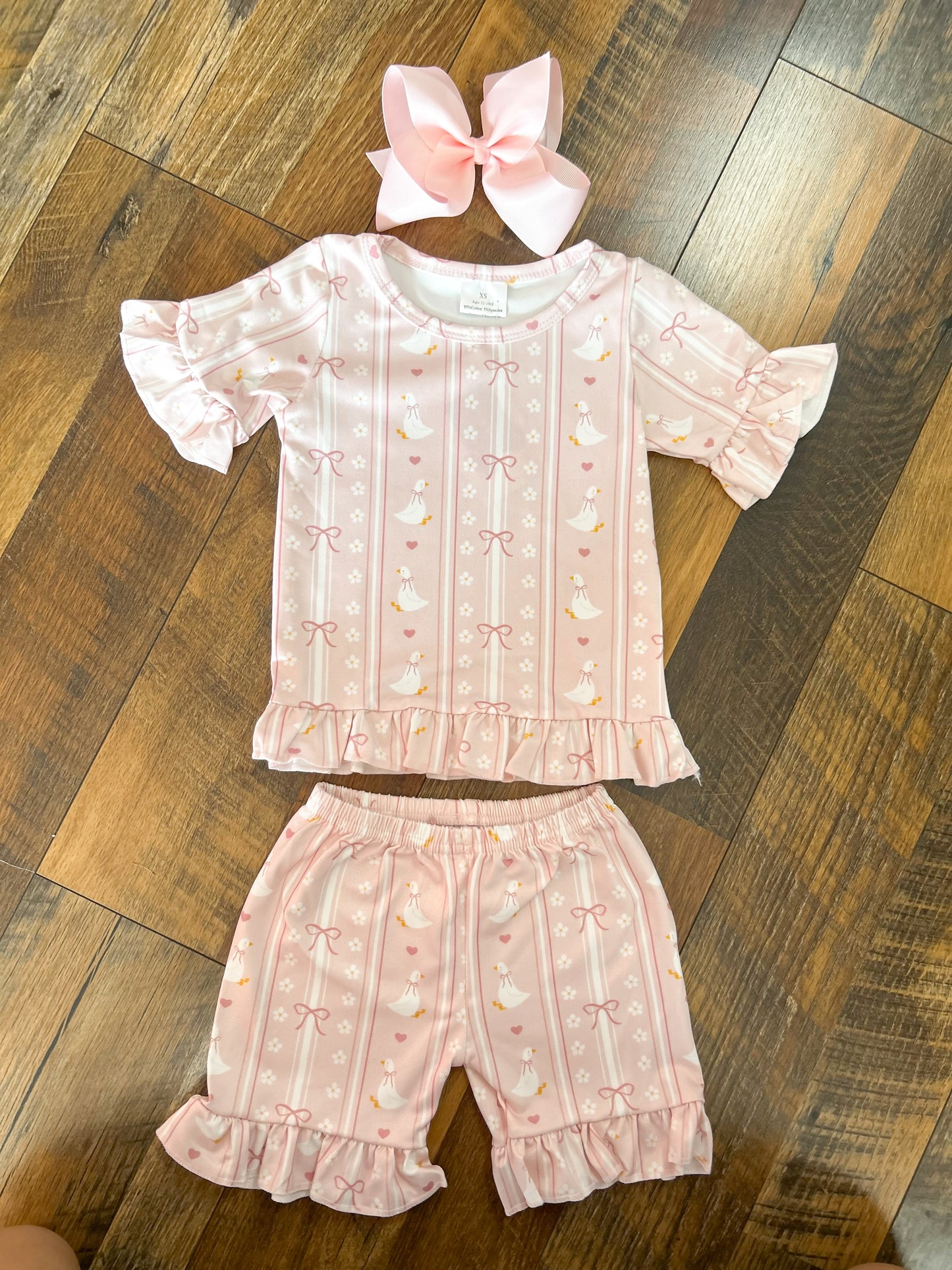 Pink Geese Coquette Ruffle Set