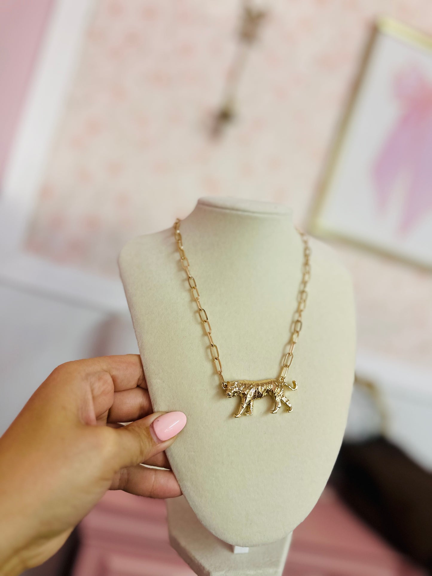 Tiger Goldtone Necklace