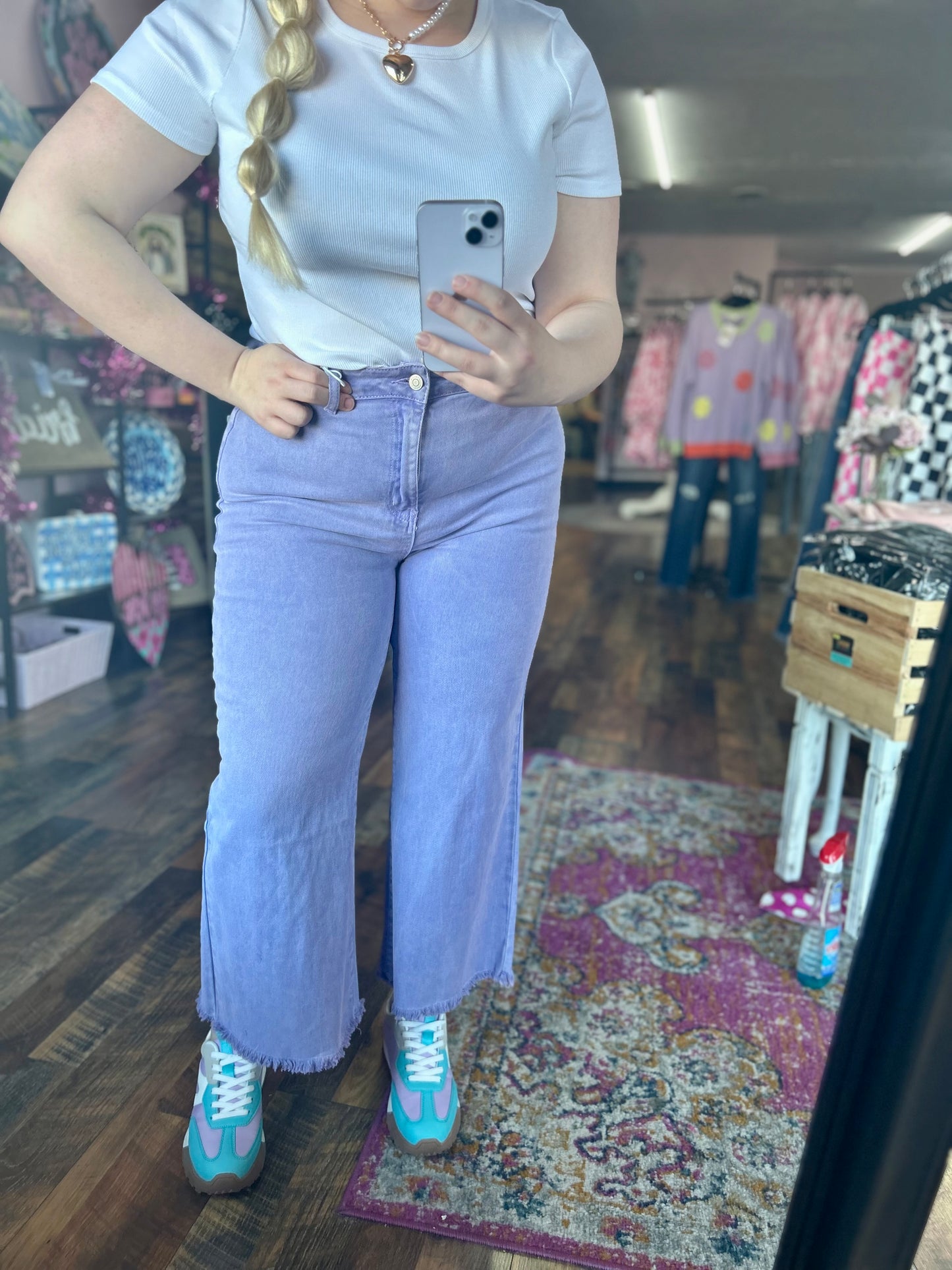 Lavender Cropped Straight Denim