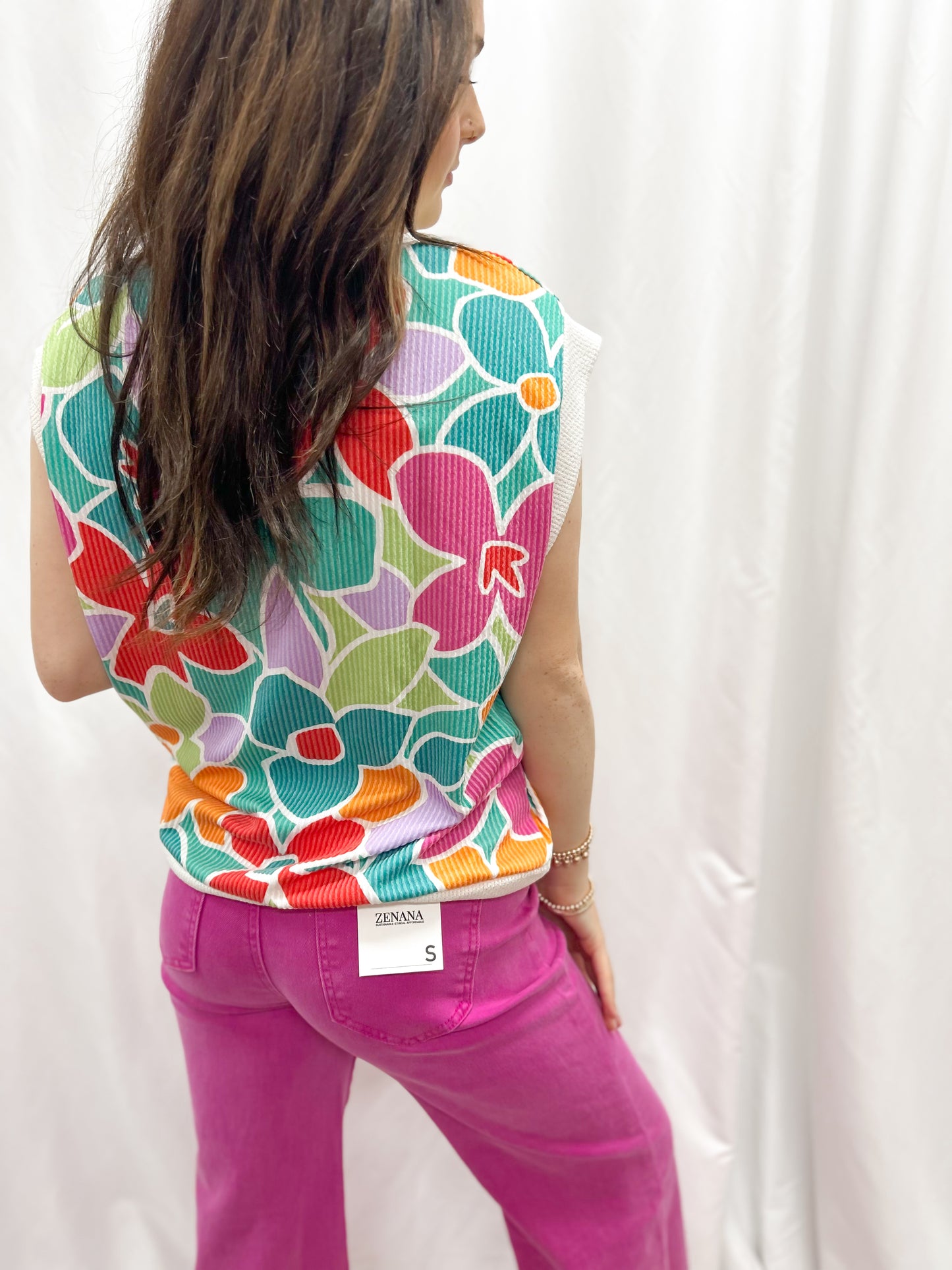Summer Petals Ribbed Top