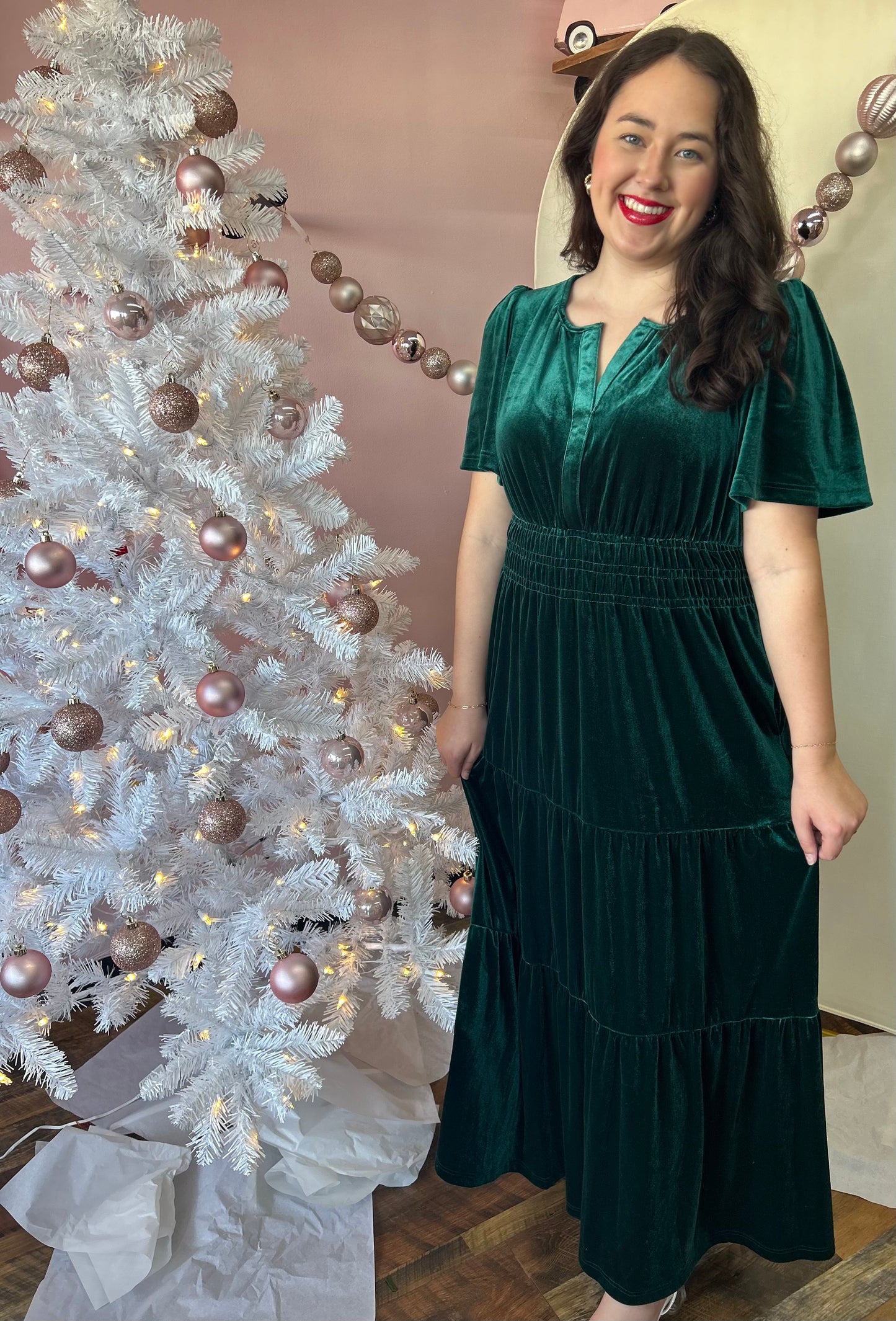 Emerald Velvet Maxi Dress