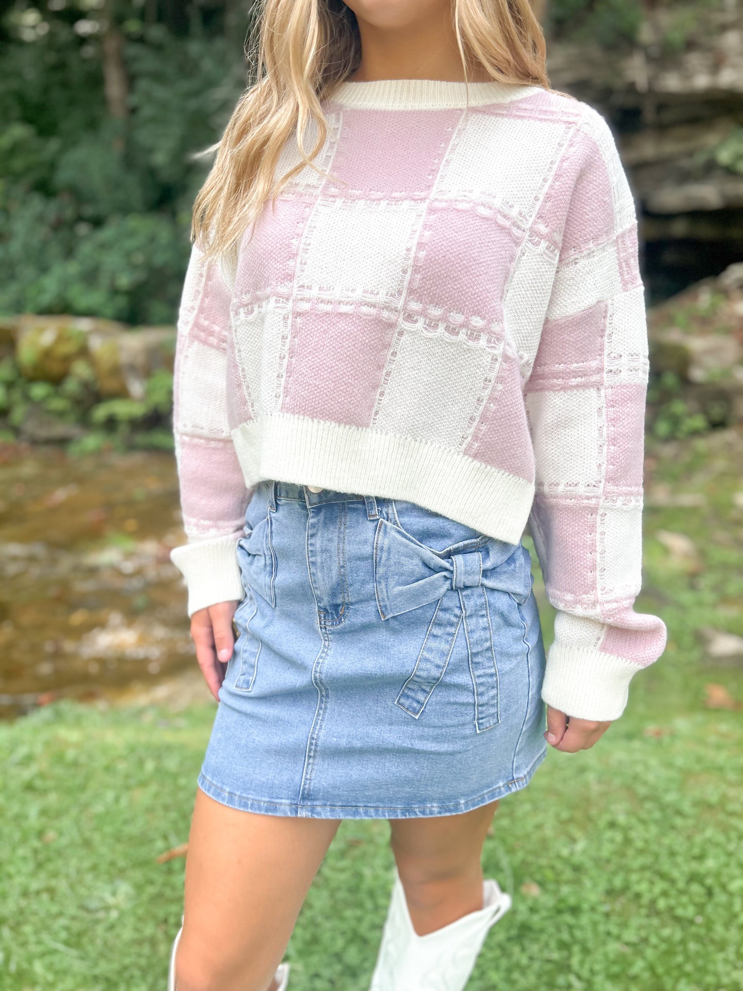 Wild Rose Checker Sweater