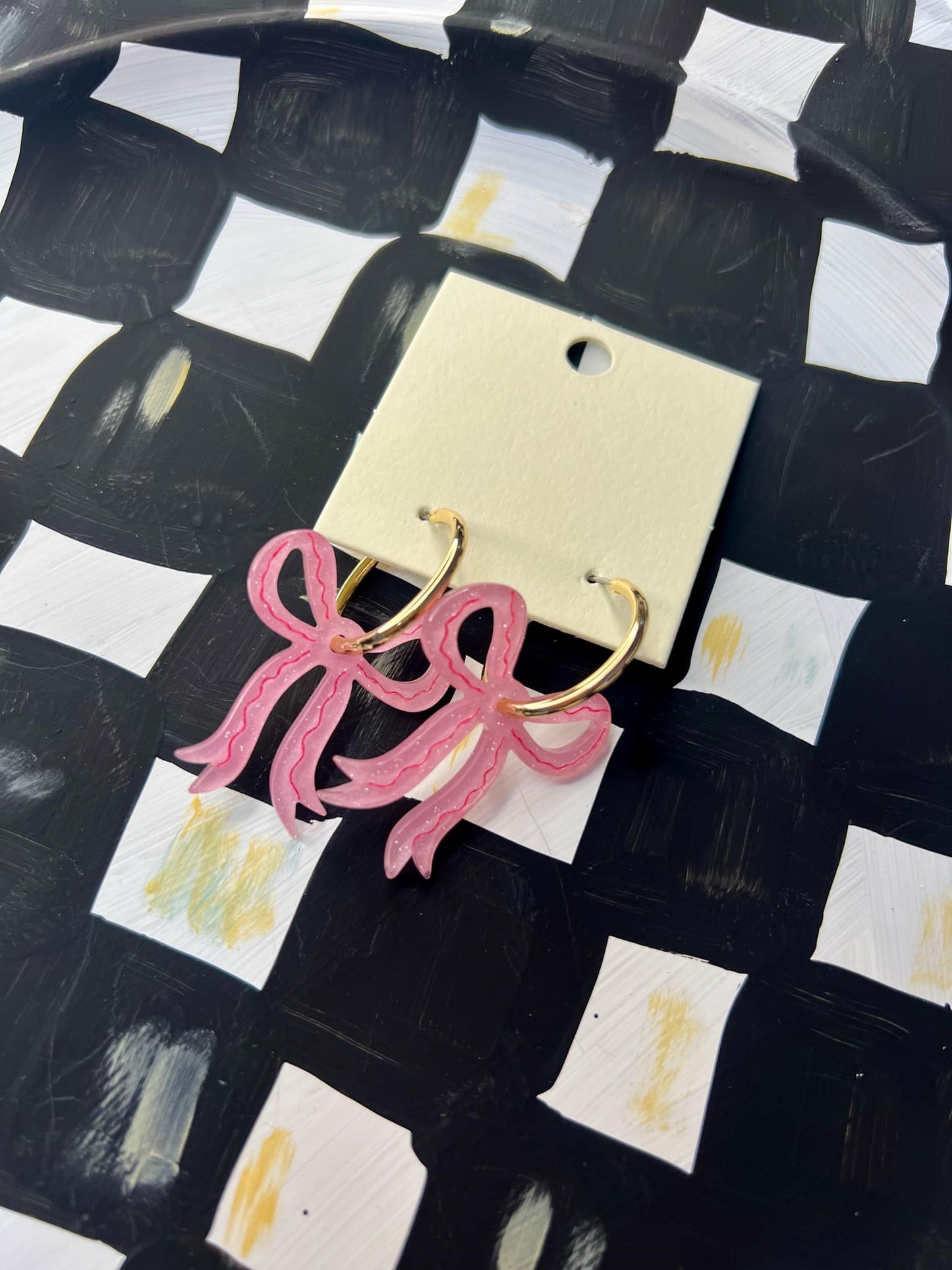 Pink Bow Dangles