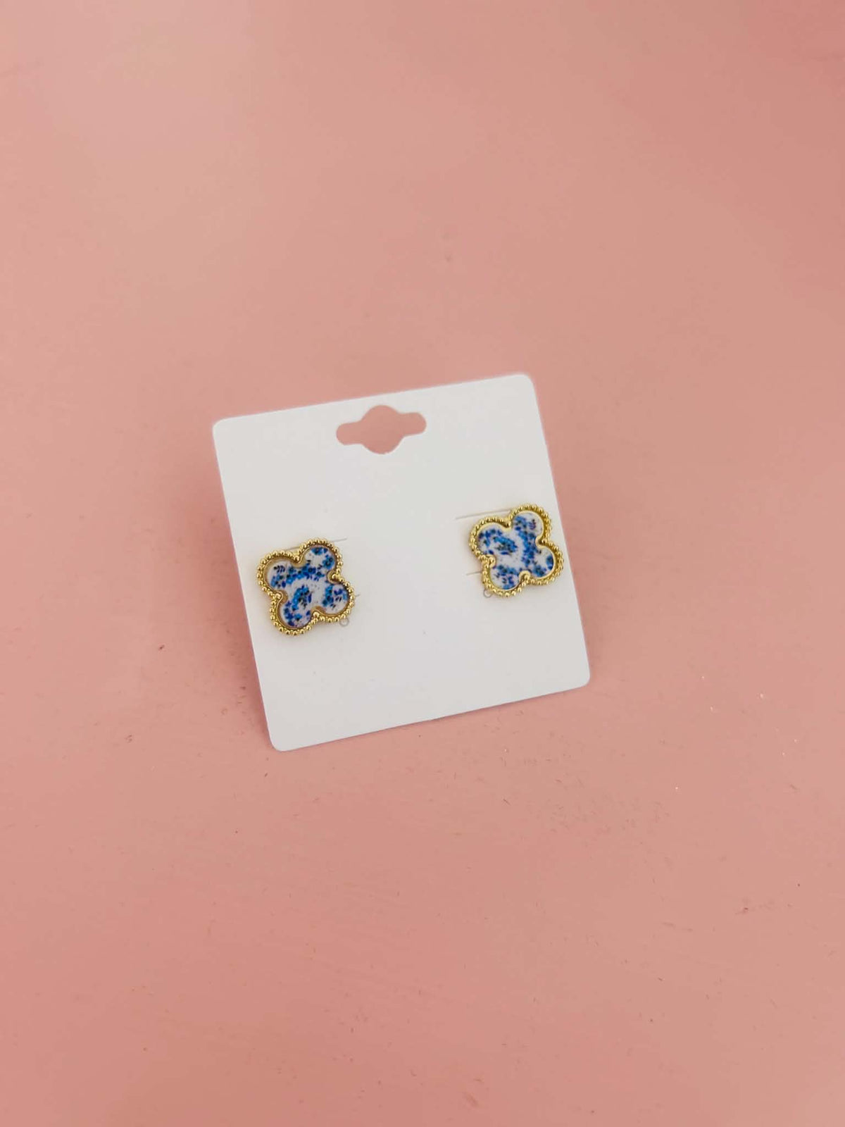 Blue & Gold Chinoiserie Stud Earrings