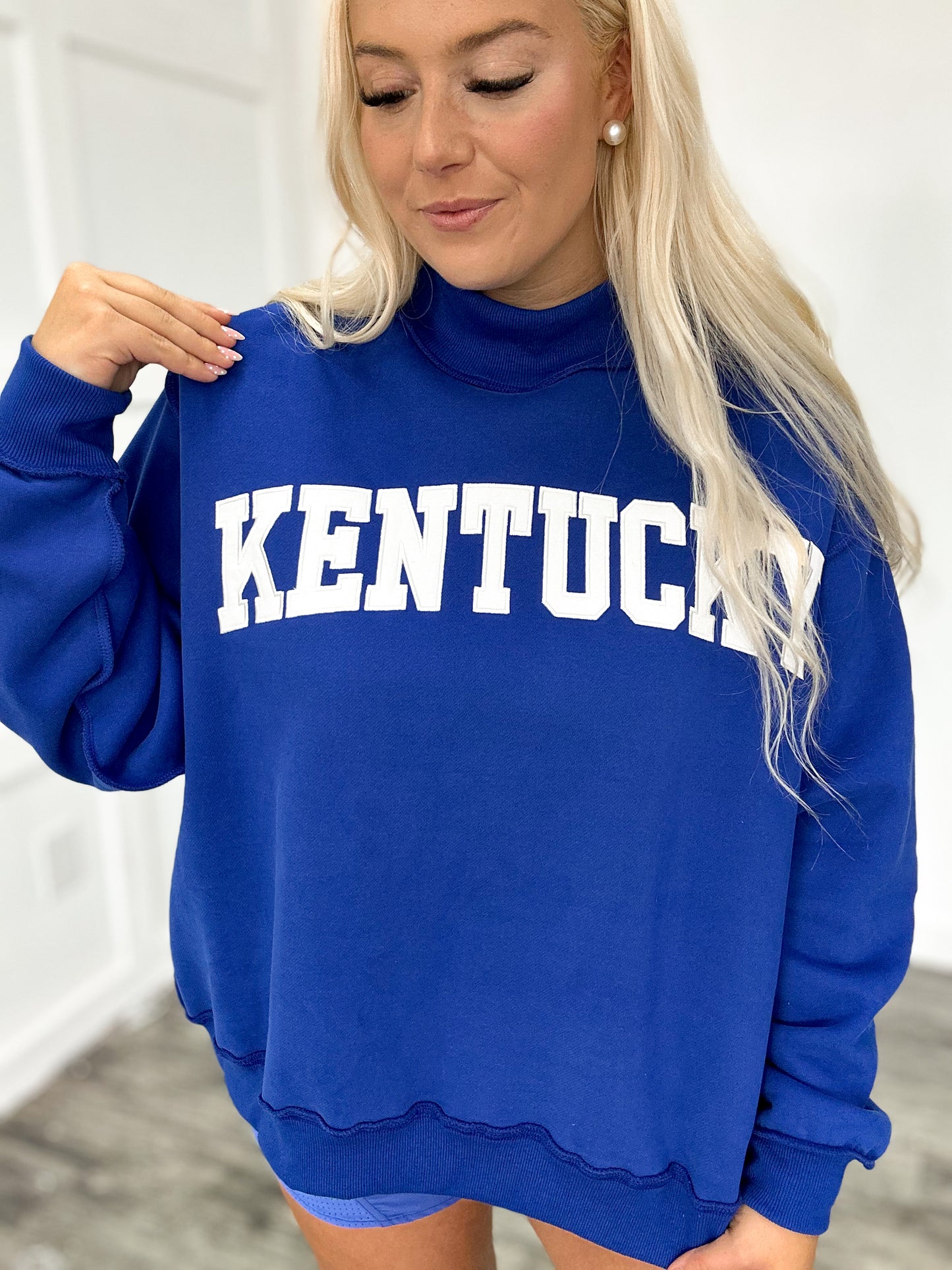Royal Blue Kentucky Embroidered Mockneck