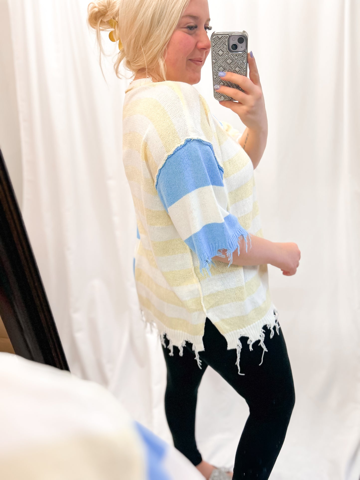 Easy Does It Distressed Colorblock Top