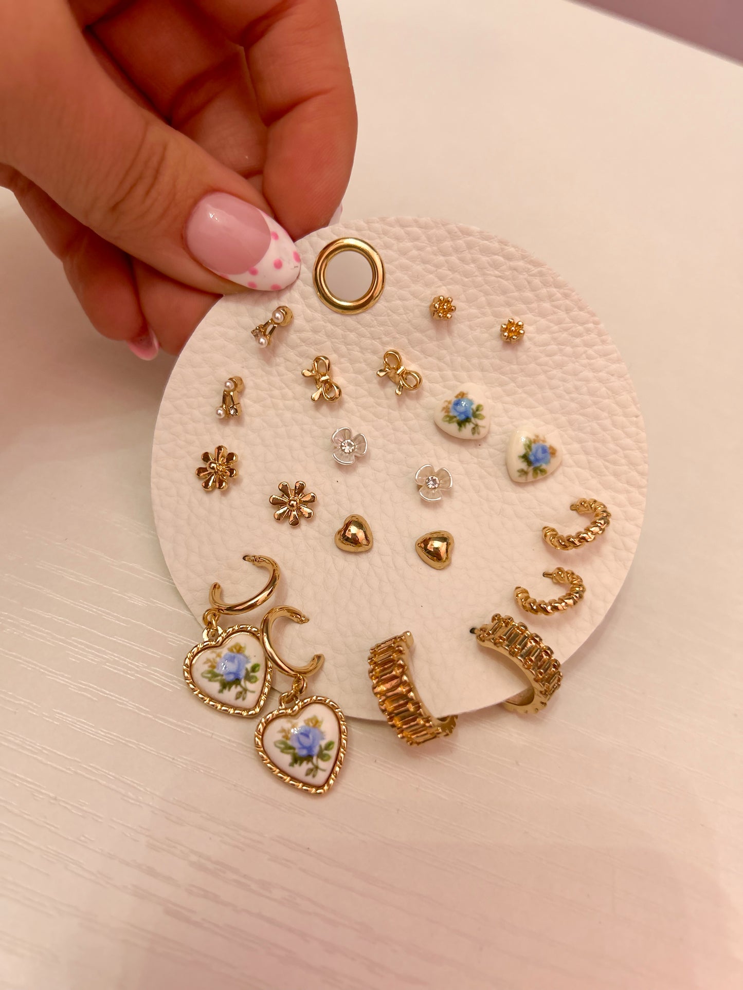 Blue Floral Gold Stud Pack