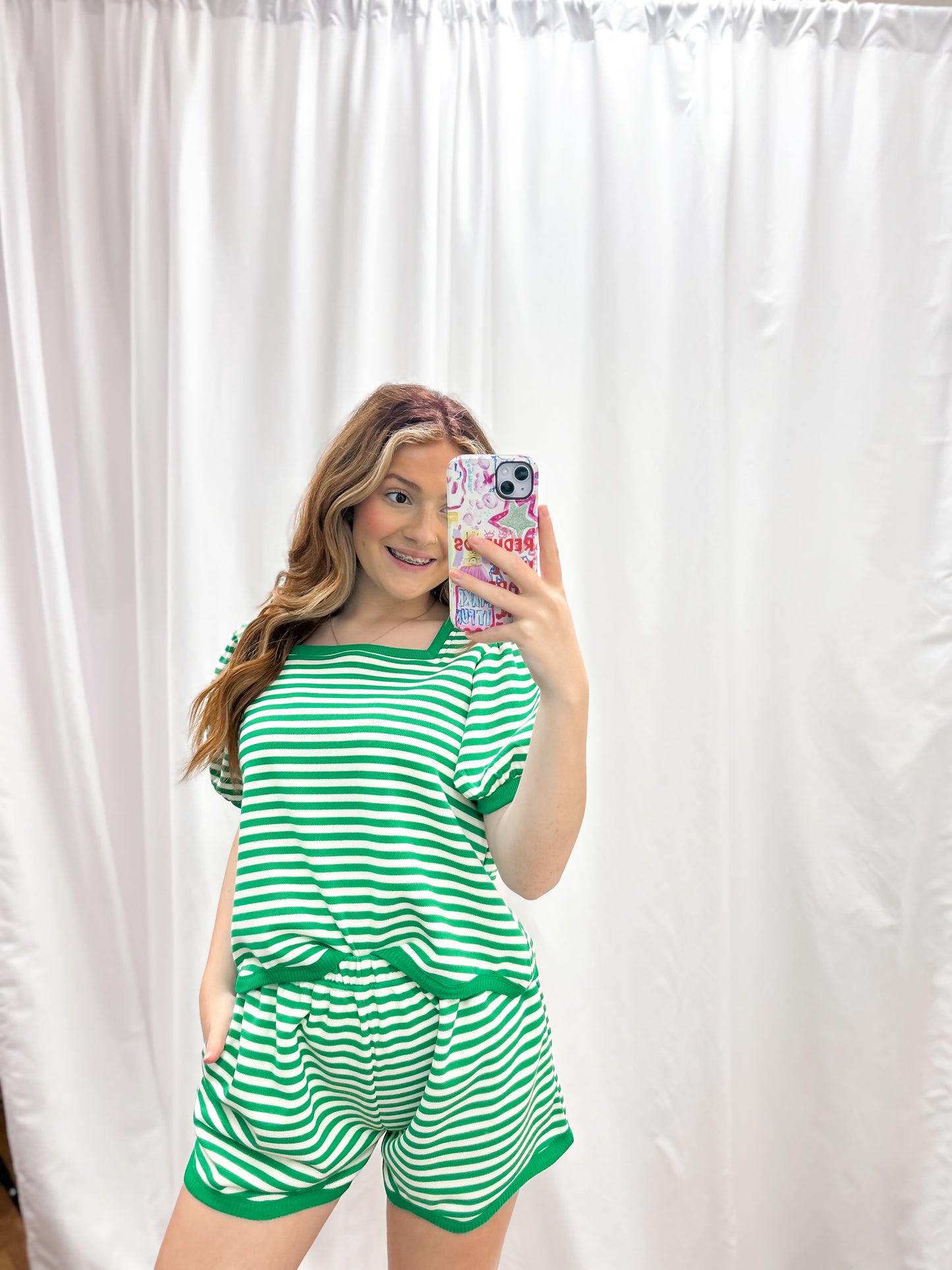 Green Striped Trim Set