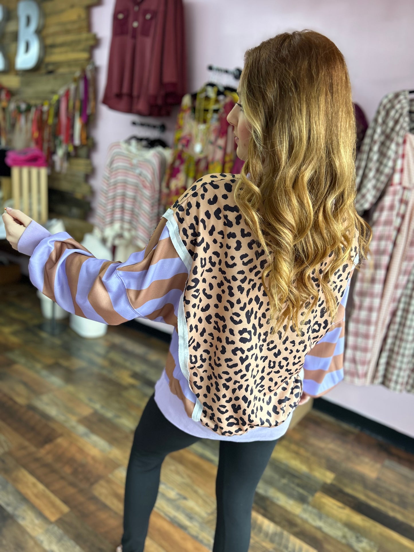 Lavender & Leopard Contrast Crewneck