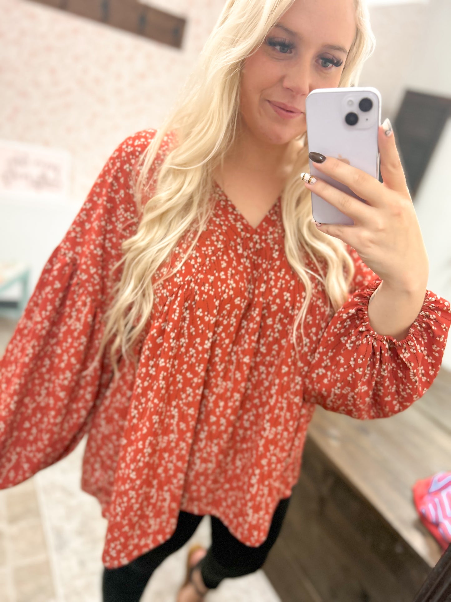 Rust Blossoms Blouse