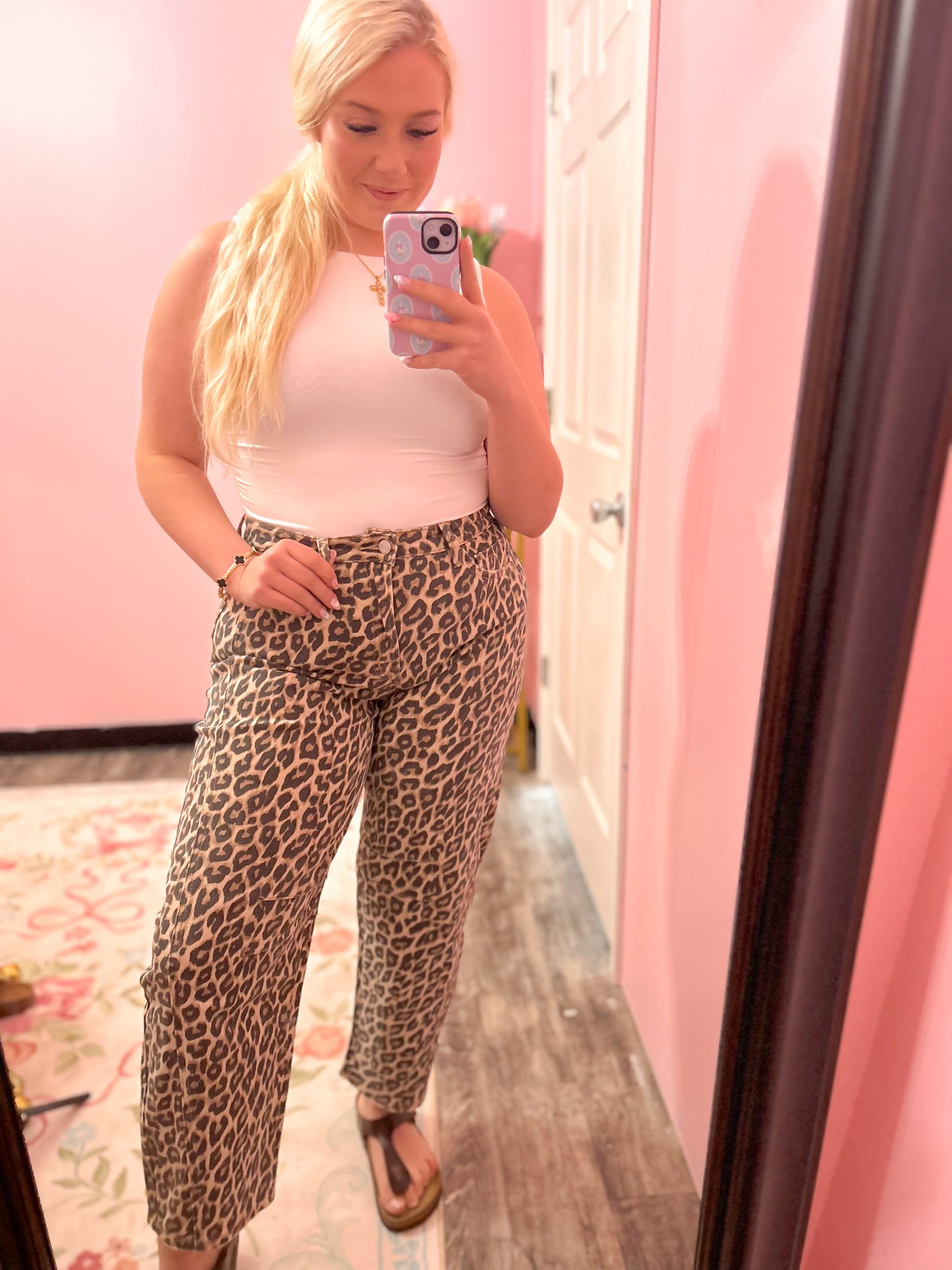 Leopard Luxe Barrel Jeans