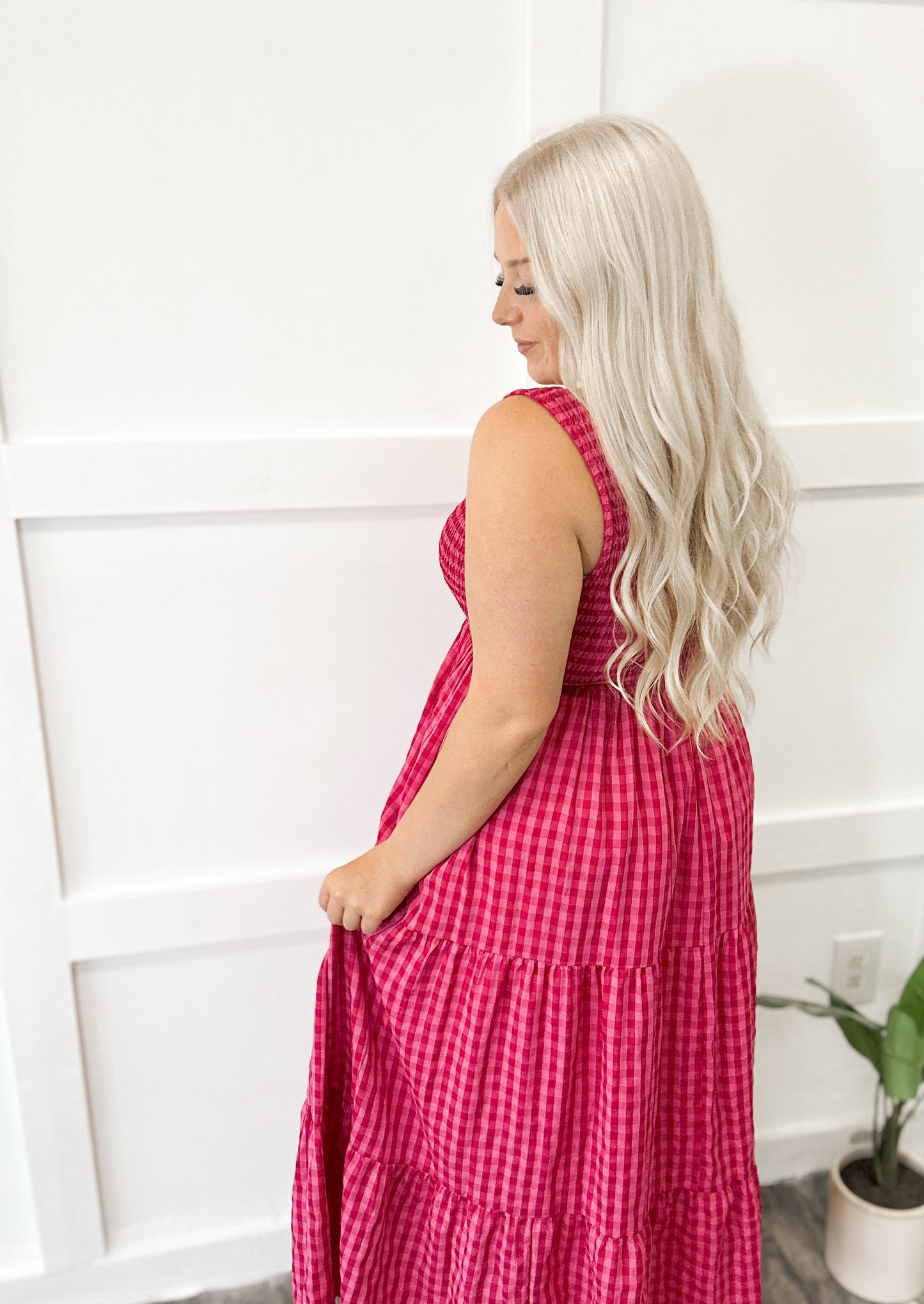 Strawberry Sweetheart Gingham Maxi