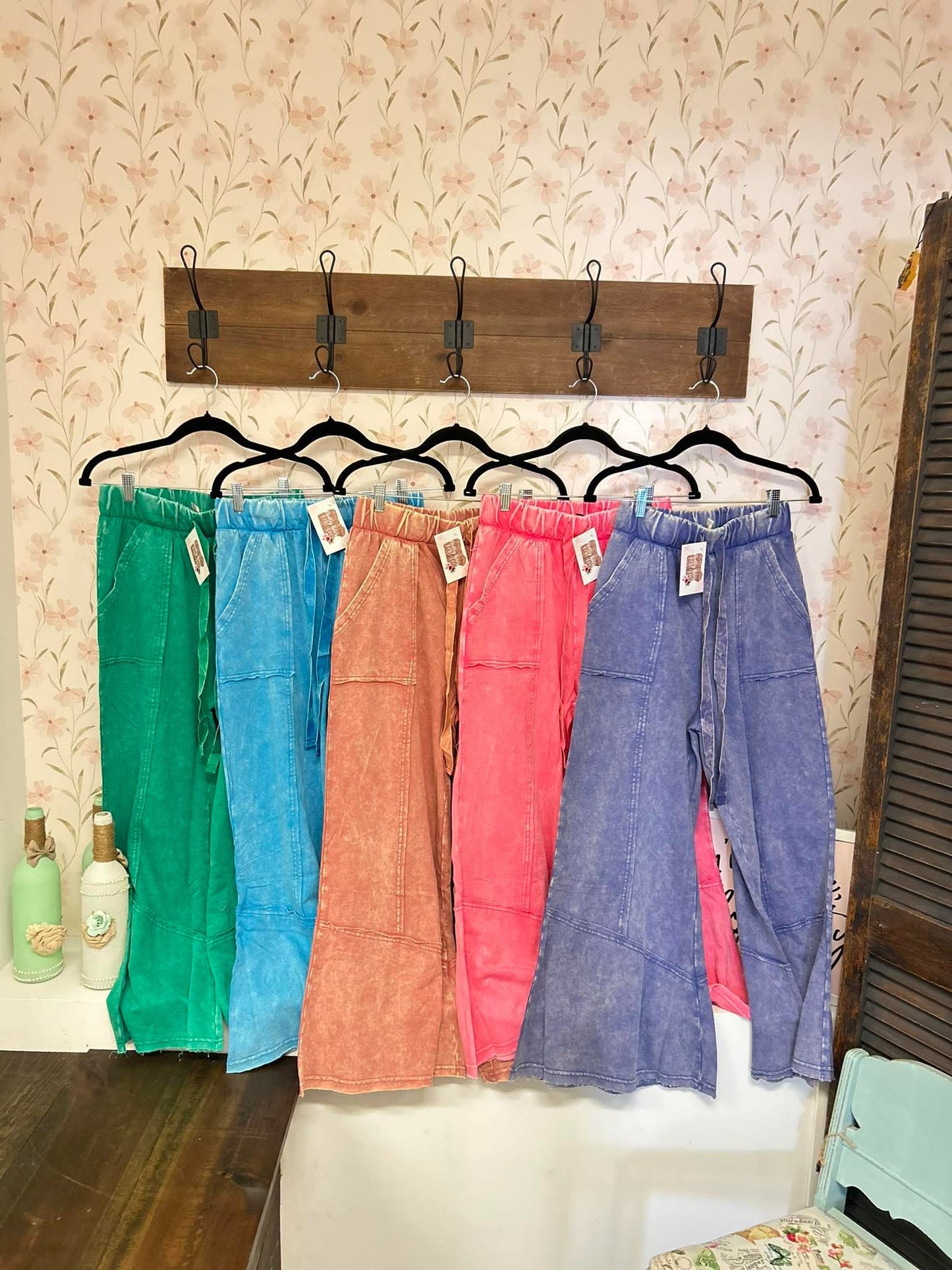 Zenana Acid Wash Flare Pants