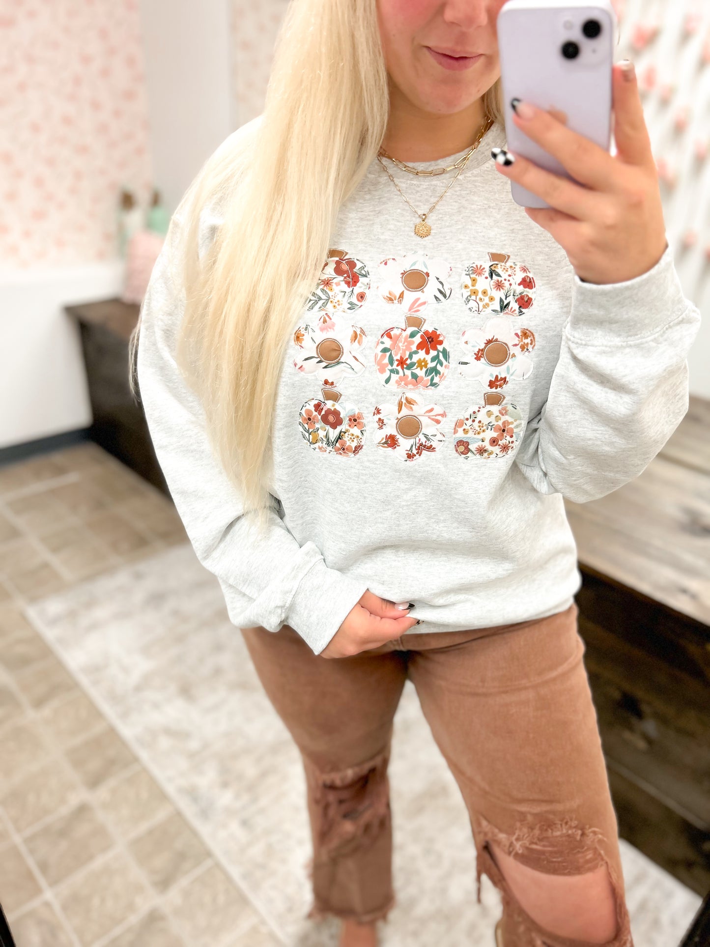 Groovy Fall Appliqué Crewneck