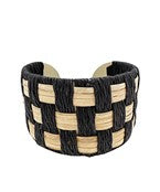 Black Checker Raffia Bracelets