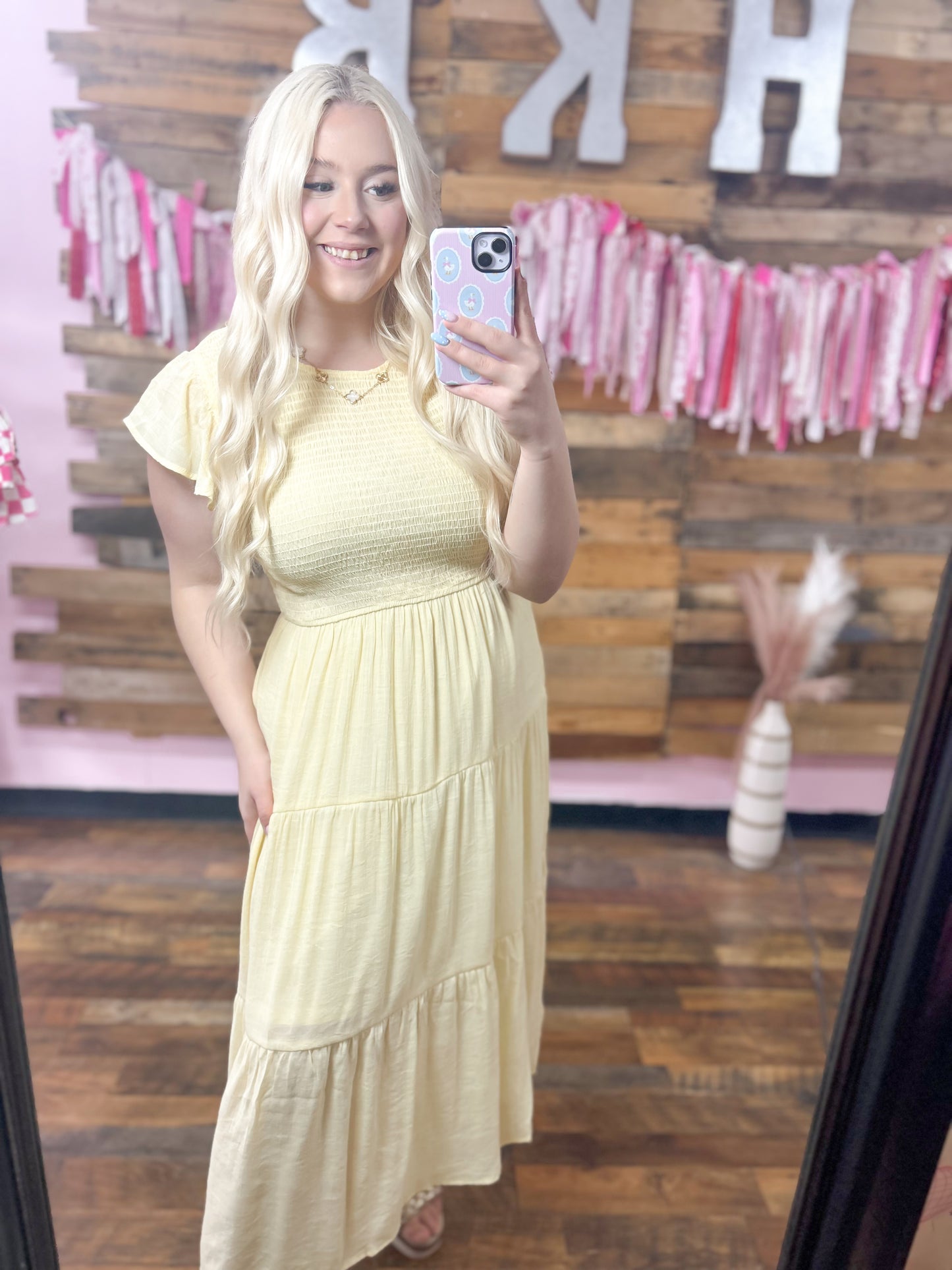 Pastel Yellow Smocked Maxi