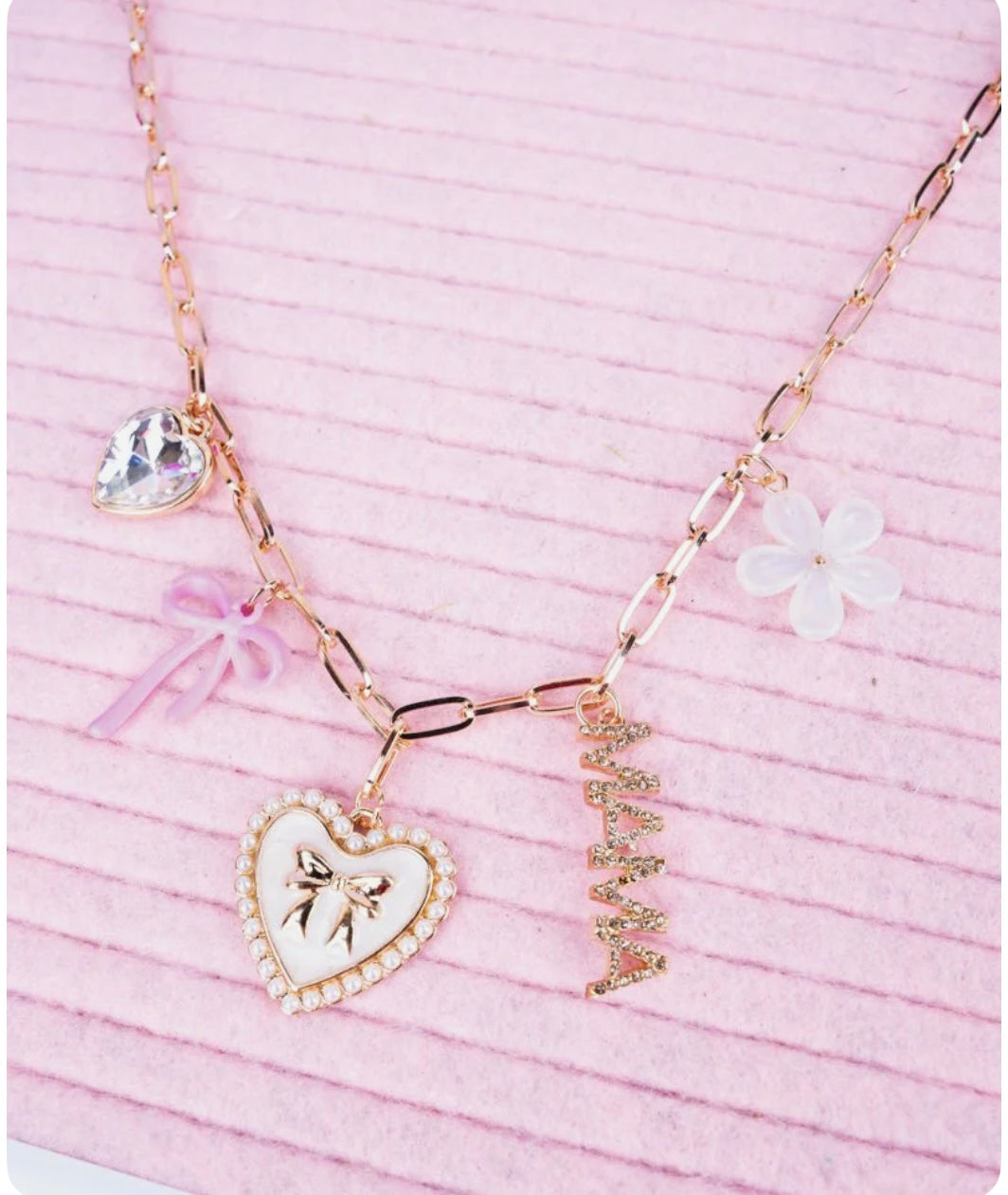 Mama Goldtone Charm Necklace