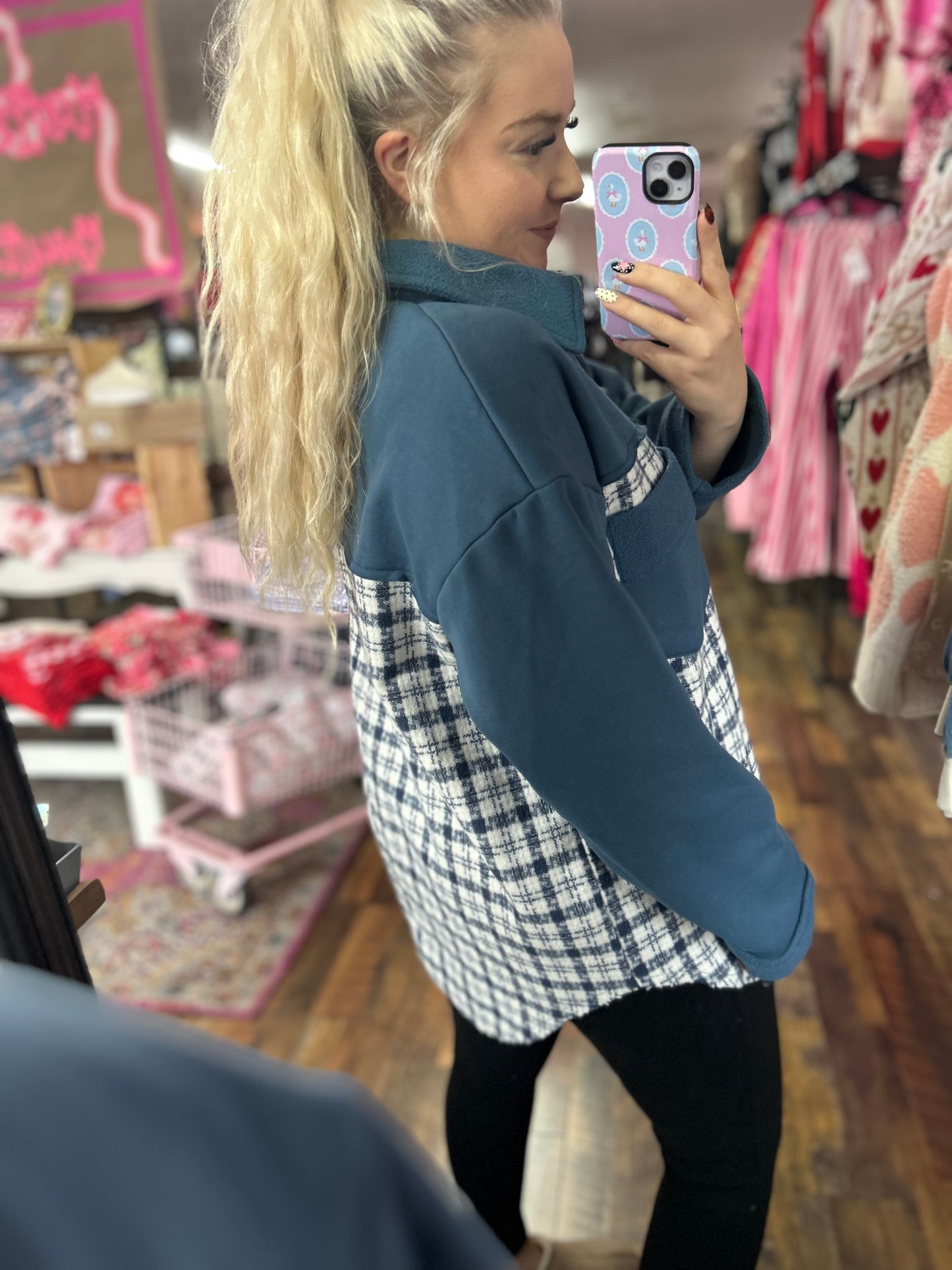 Blue Tweed Shacket
