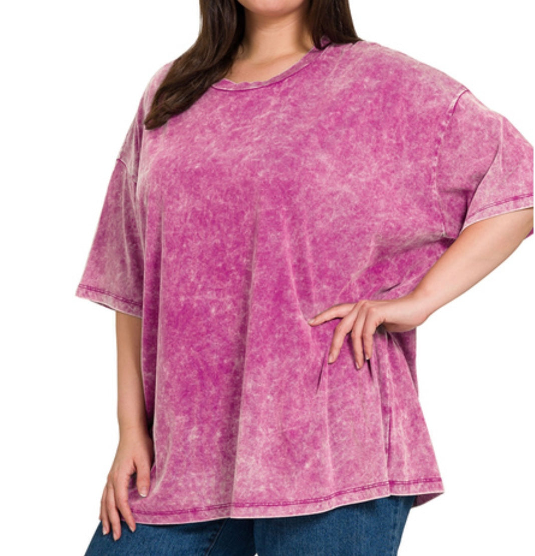 Acid Wash Oversized Tee (LT Plum)
