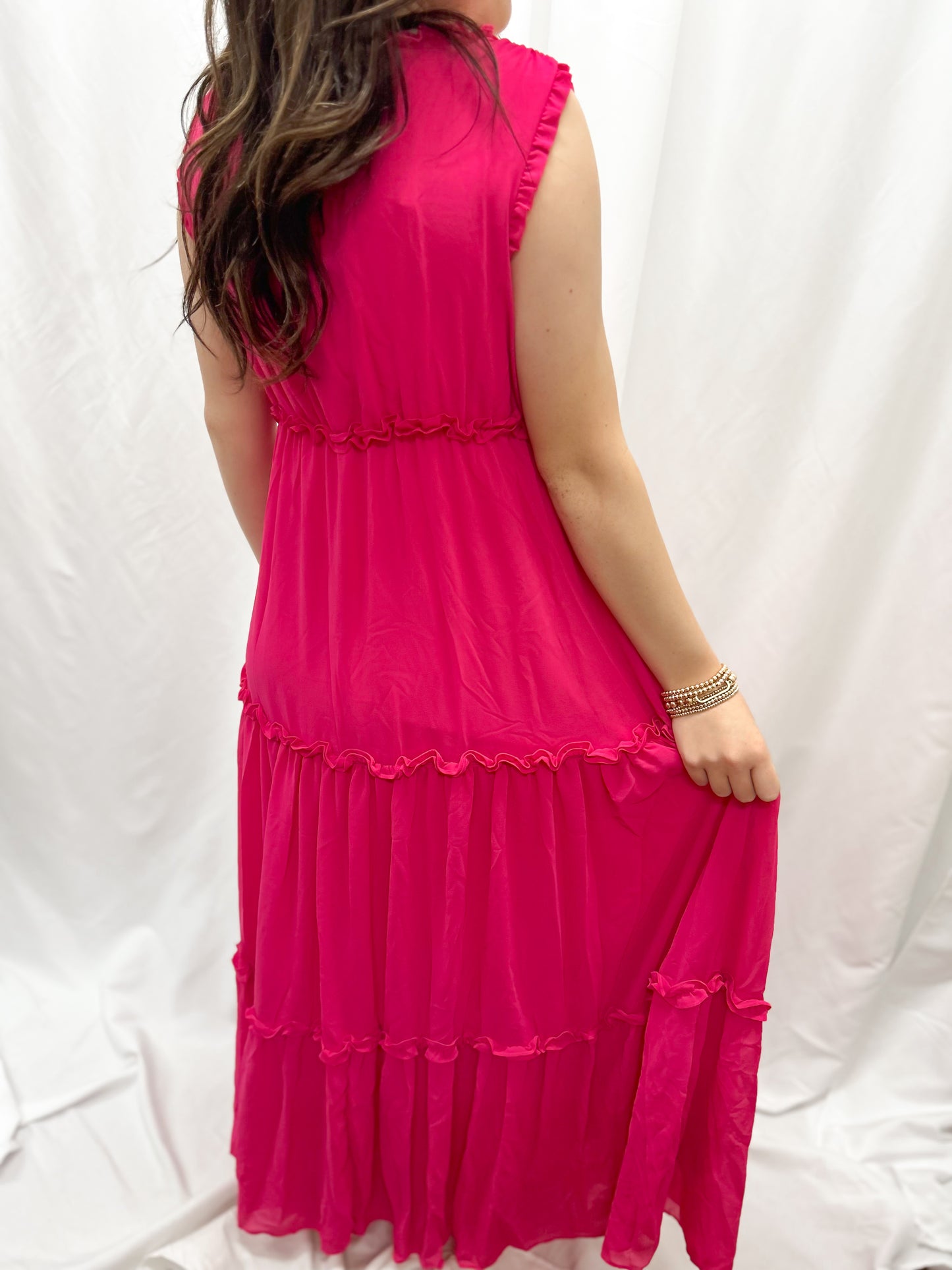 Fuchsia Chiffon Maxi Dress