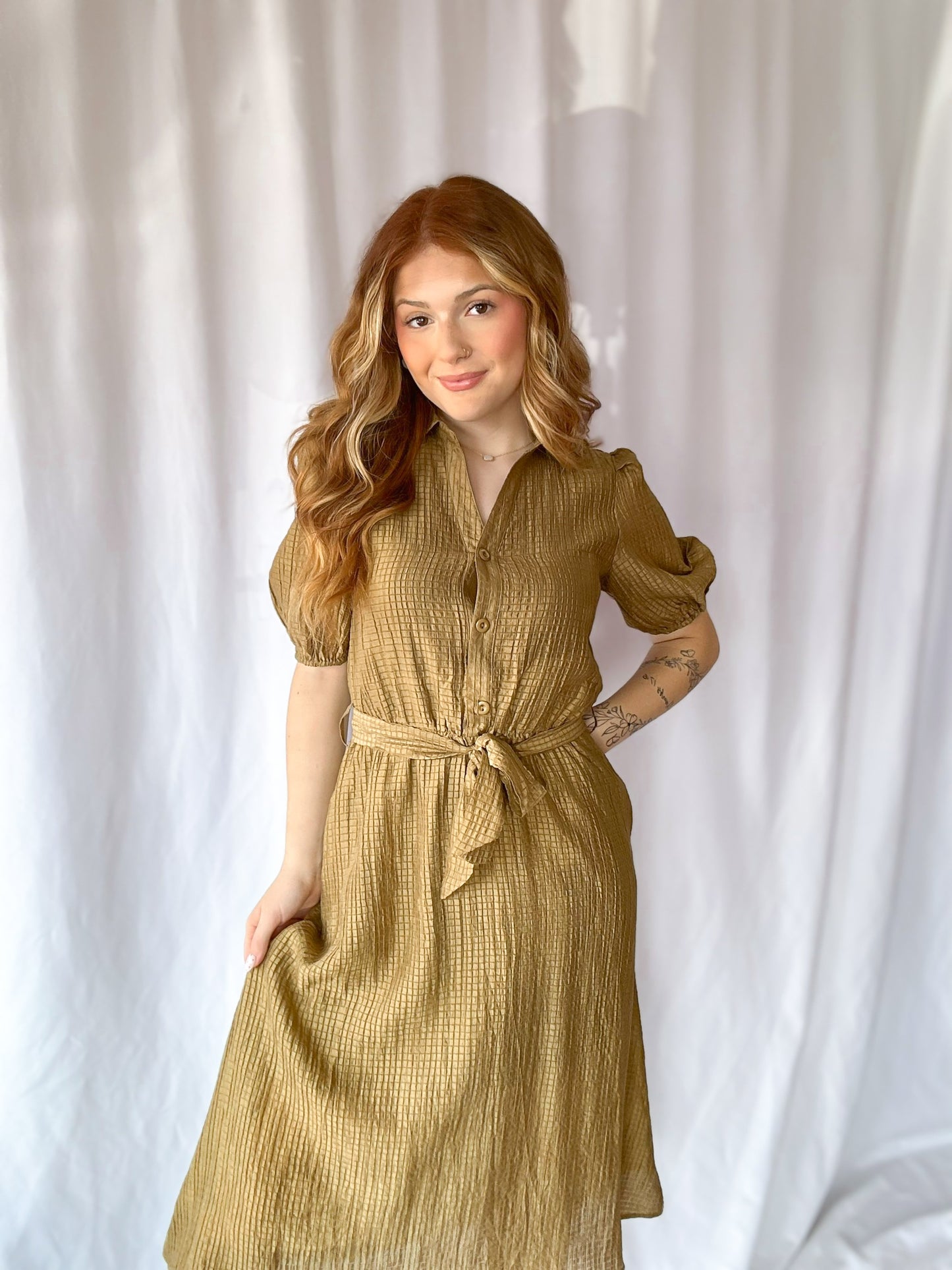 Fall Vibes Sinched Bow Dress