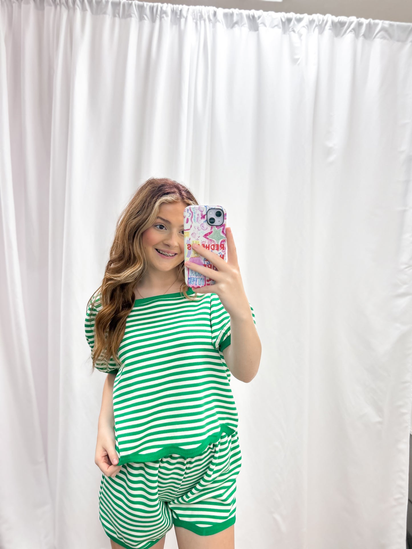 Green Striped Trim Set