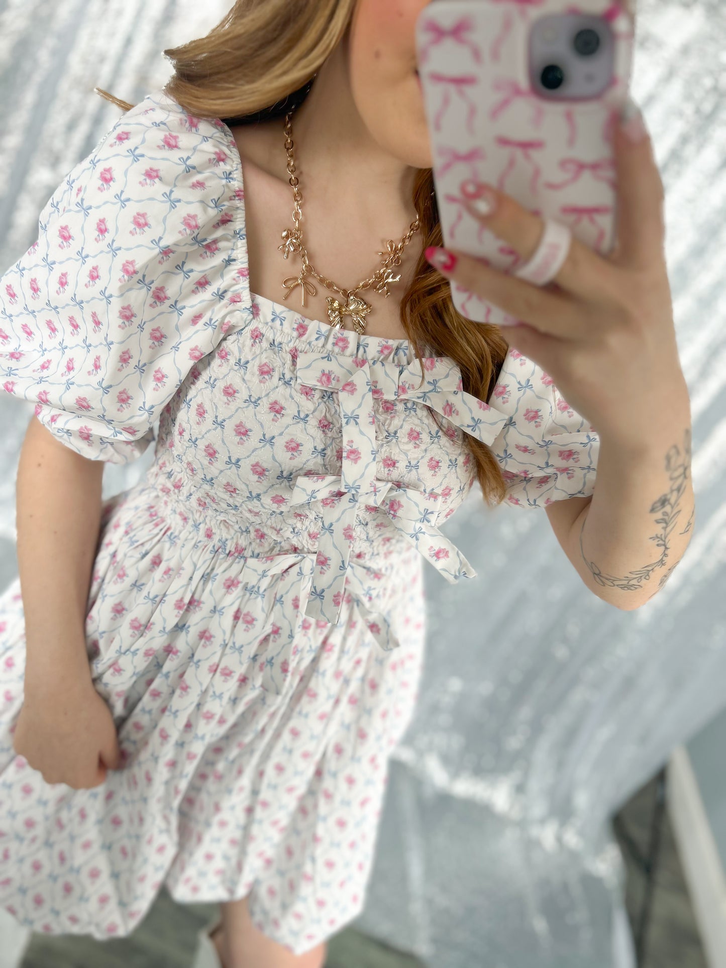 Pink Floral Coquette Bubble Dress