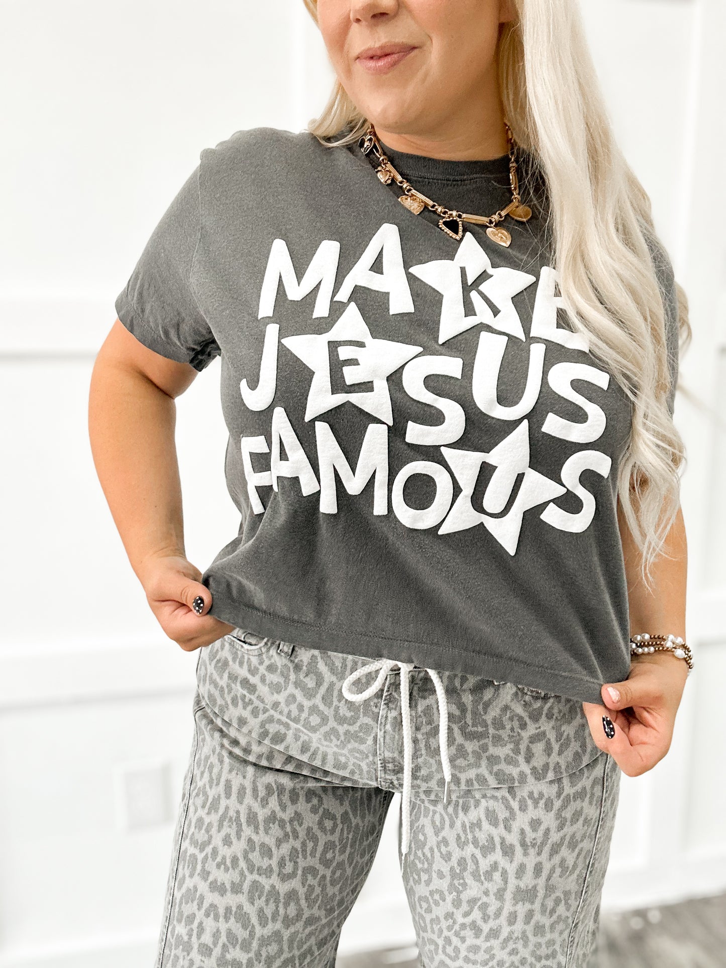 Make Jesus Famous Puff Cropped Box Tee
