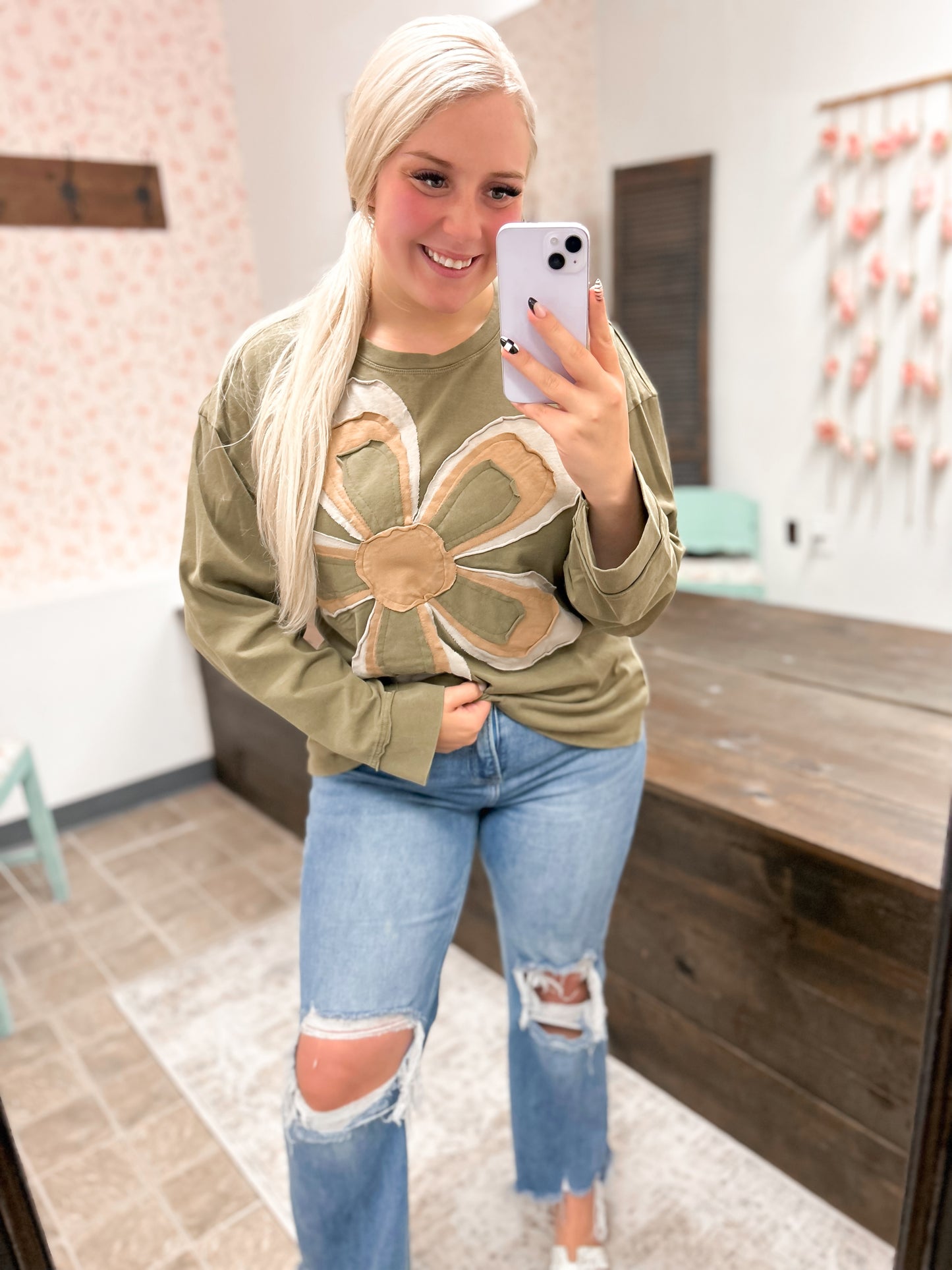 Fern Floral Patchwork Top