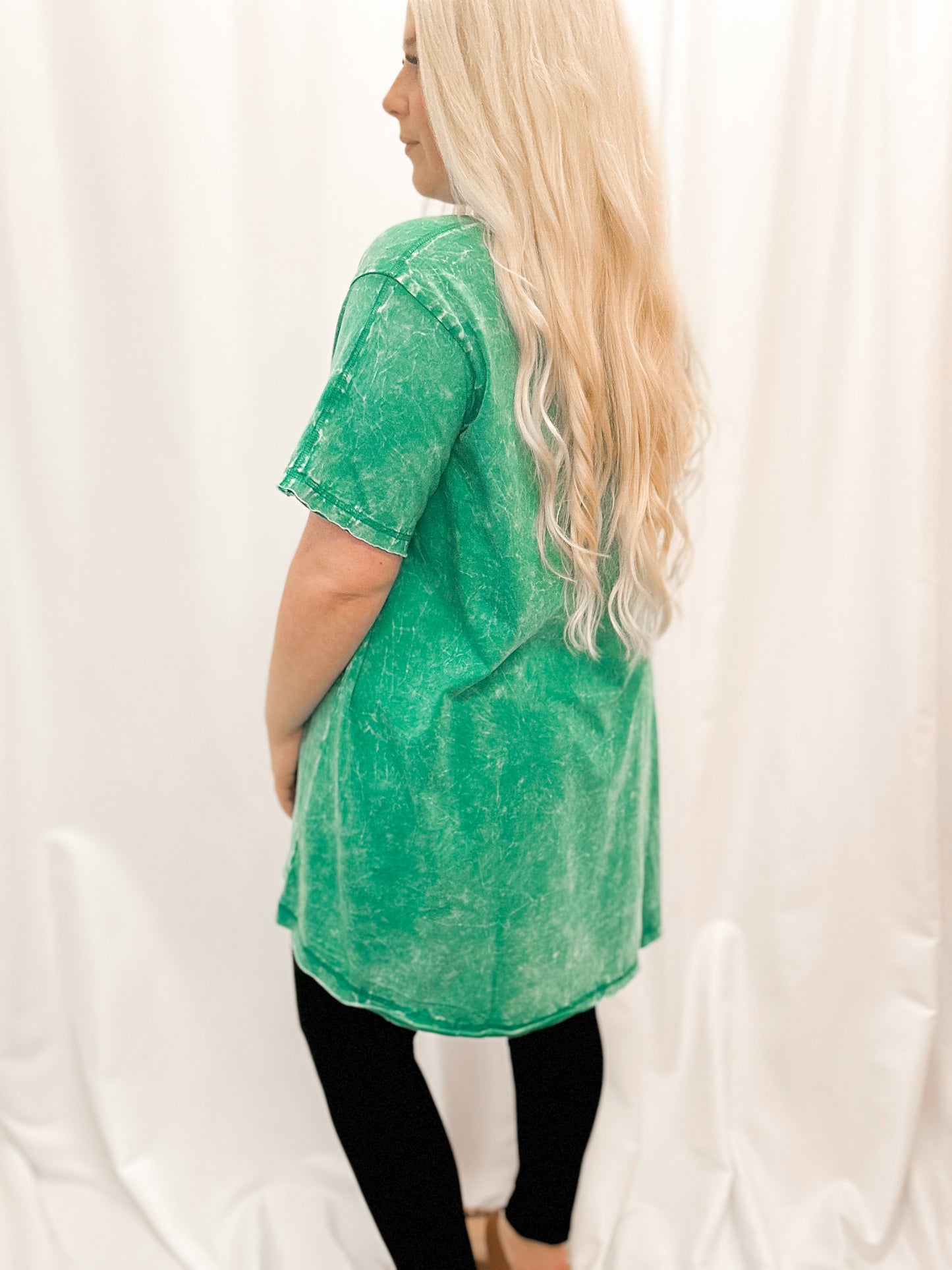 Acid Wash Raw Hem Oversized Tees