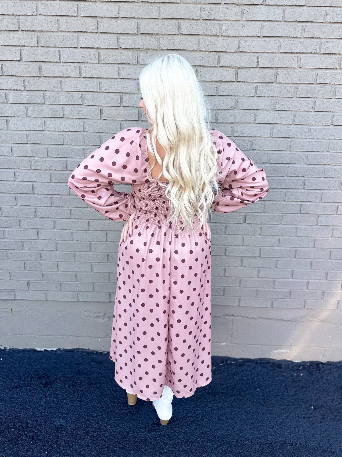 Mocha Polka Dot Maxi Dress