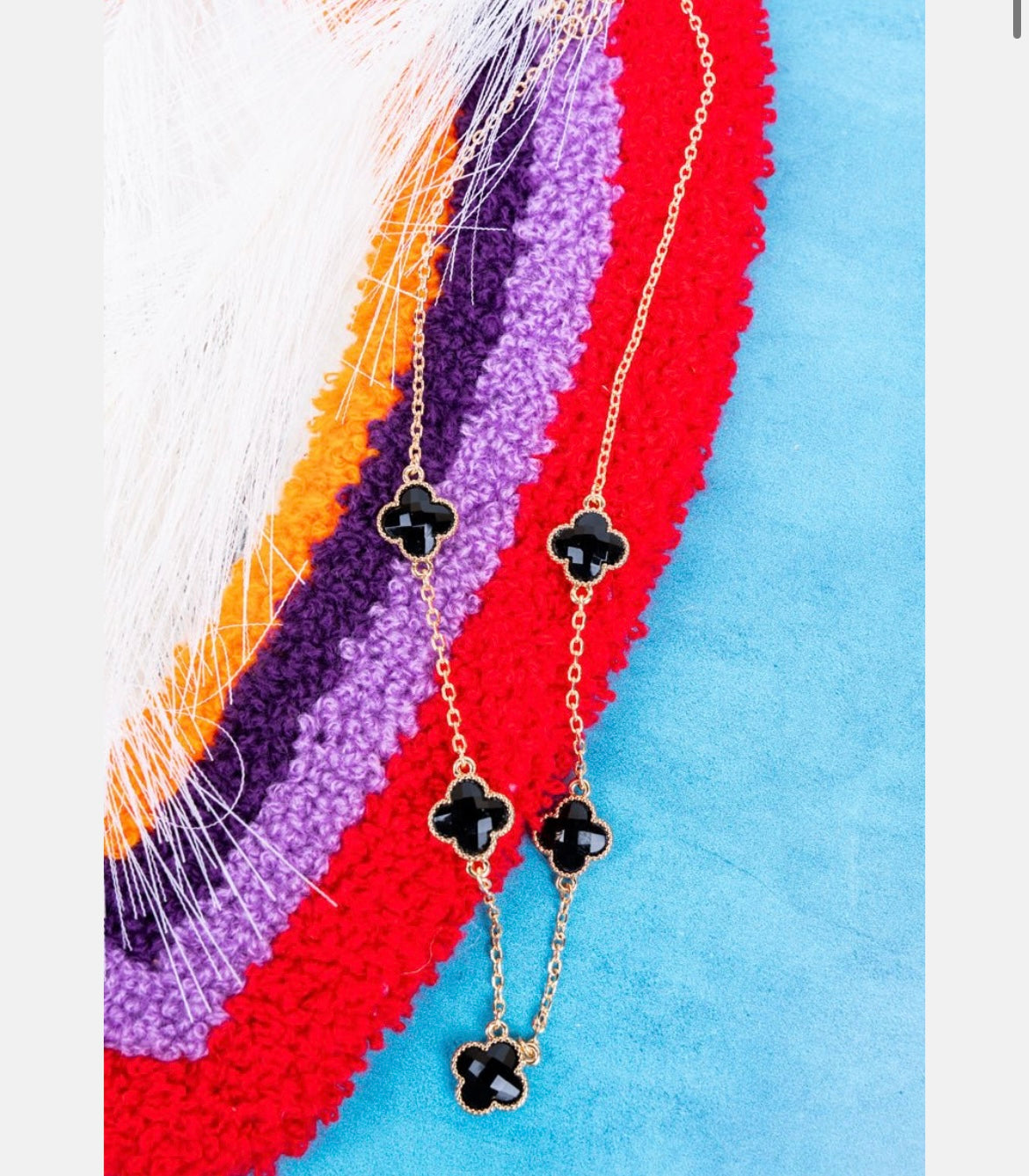 Black Quatrefoil Necklace